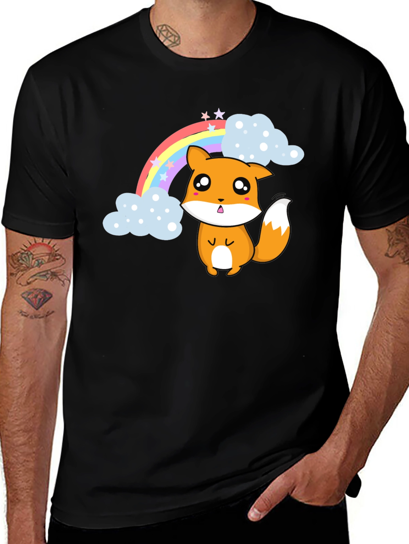 Variant 2 of Kawaii Fox Rainbow T-Shirt - Cute & Comfy