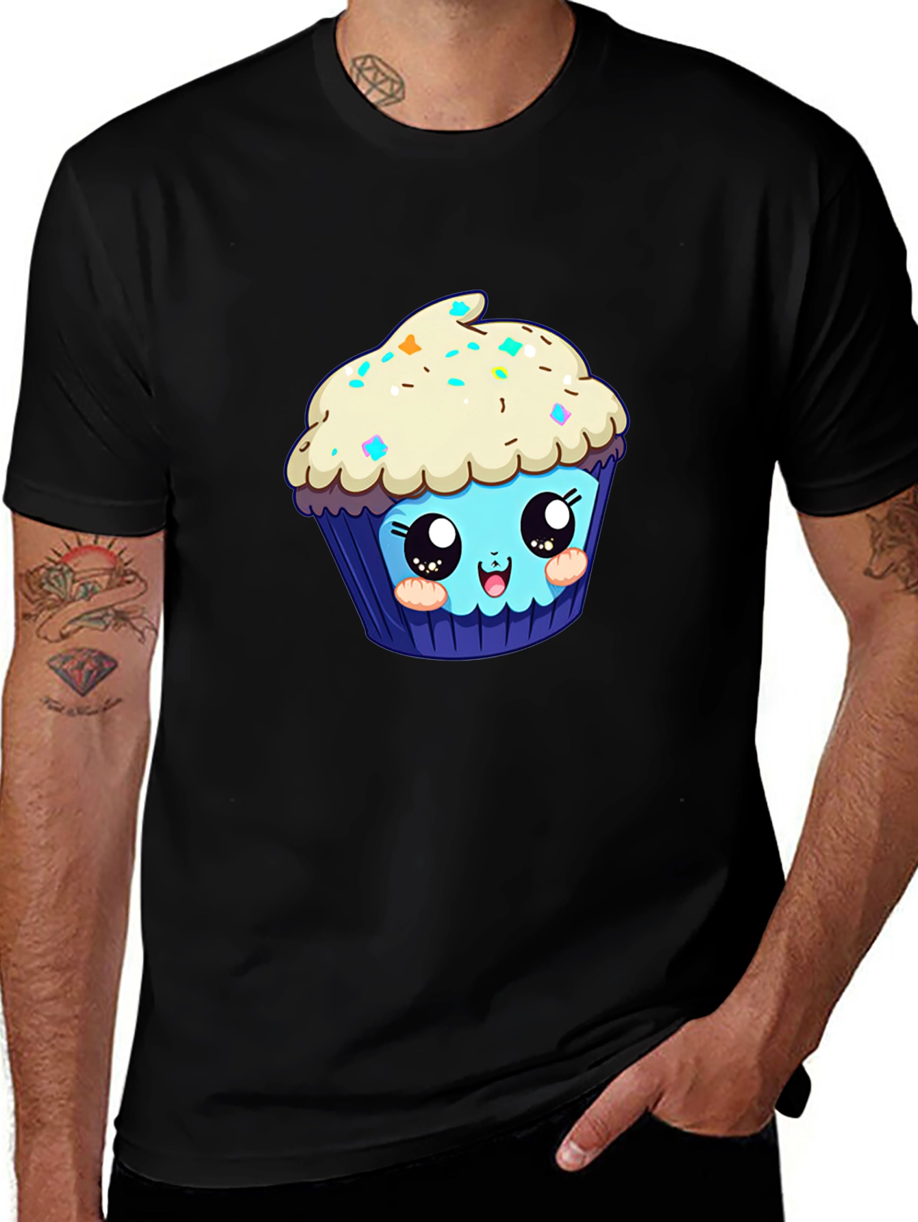 Variant 2 of Cute Cupcake Graphic Tee - Black