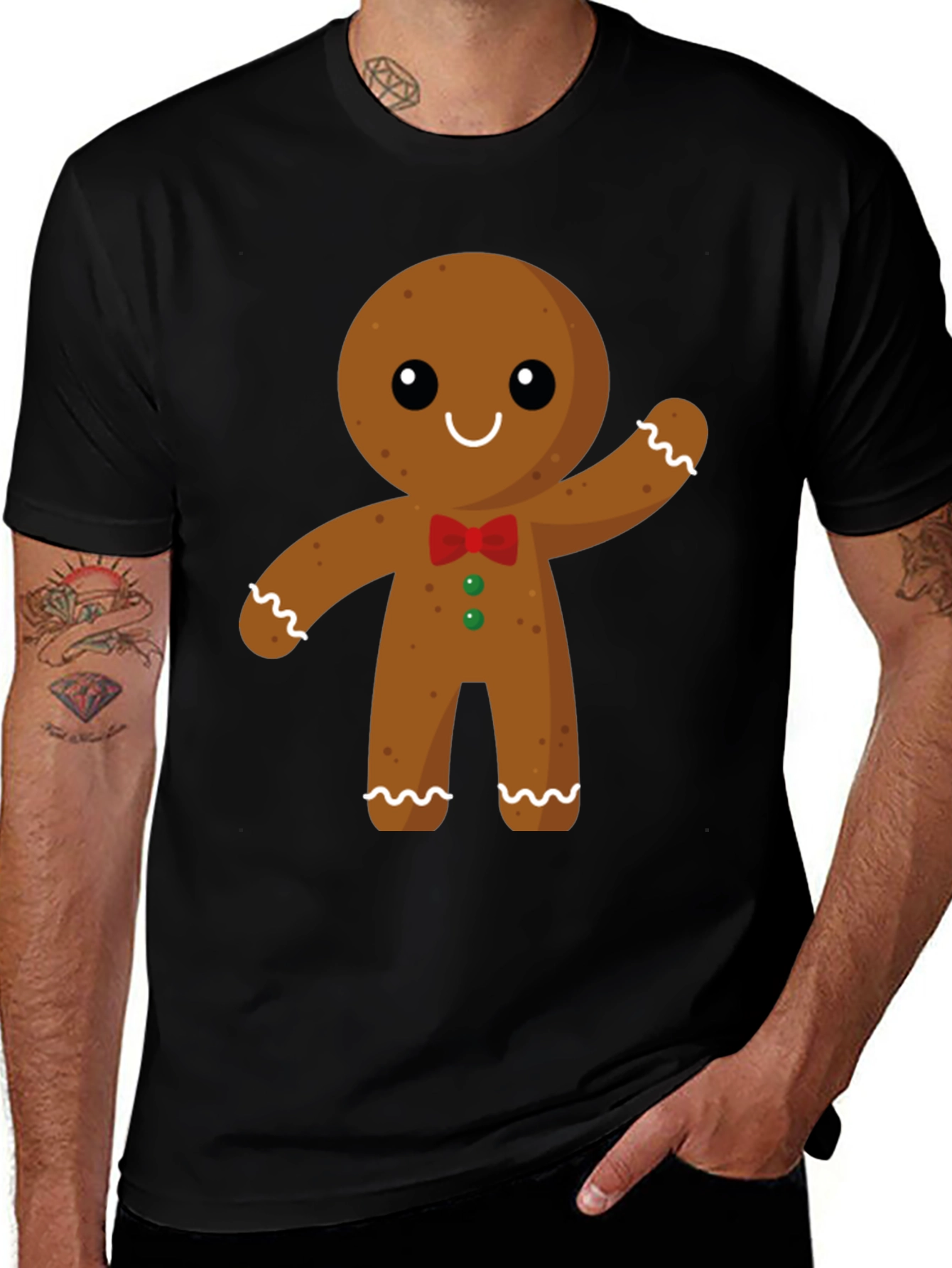 Gingerbread Man Graphic Tee - Festive Holiday Shirt