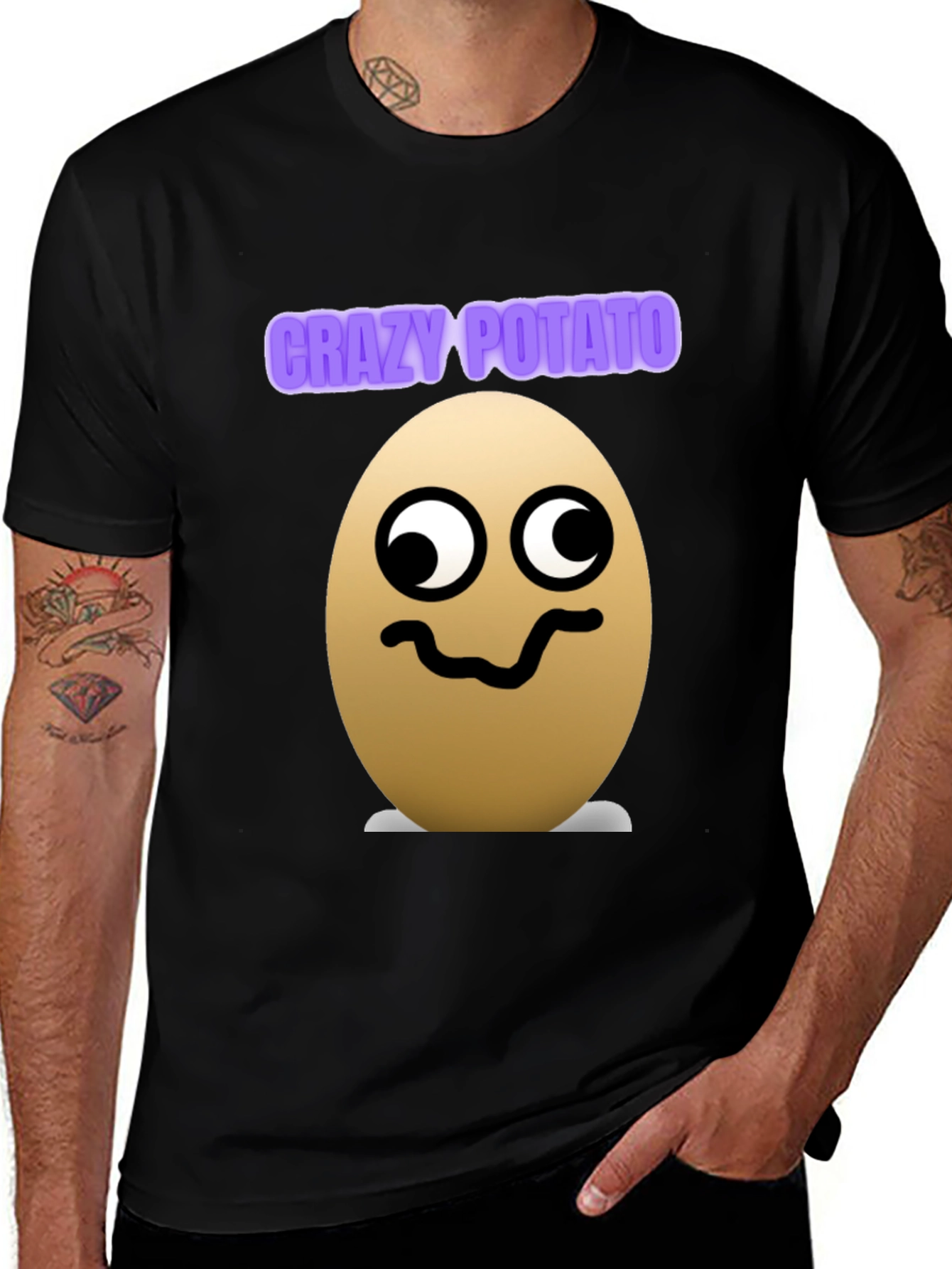 Variant 29 of Crazy Potato Graphic Tee - Novelty Black T-Shirt