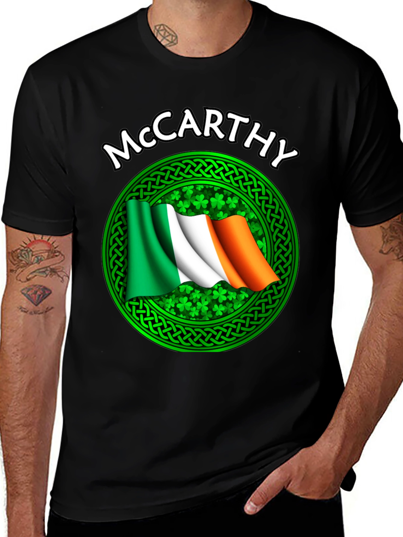 McCarthy Irish Flag Shamrock T-Shirt