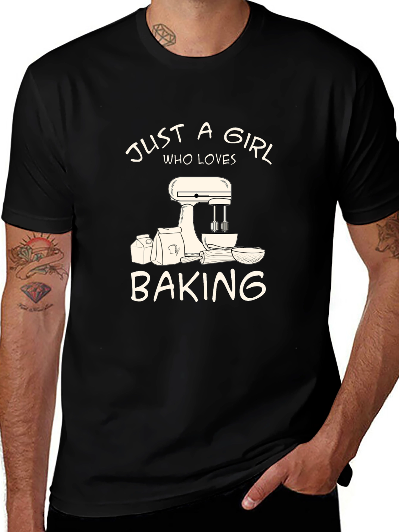 Black Just a Girl Who Loves Baking T-Shirt main image