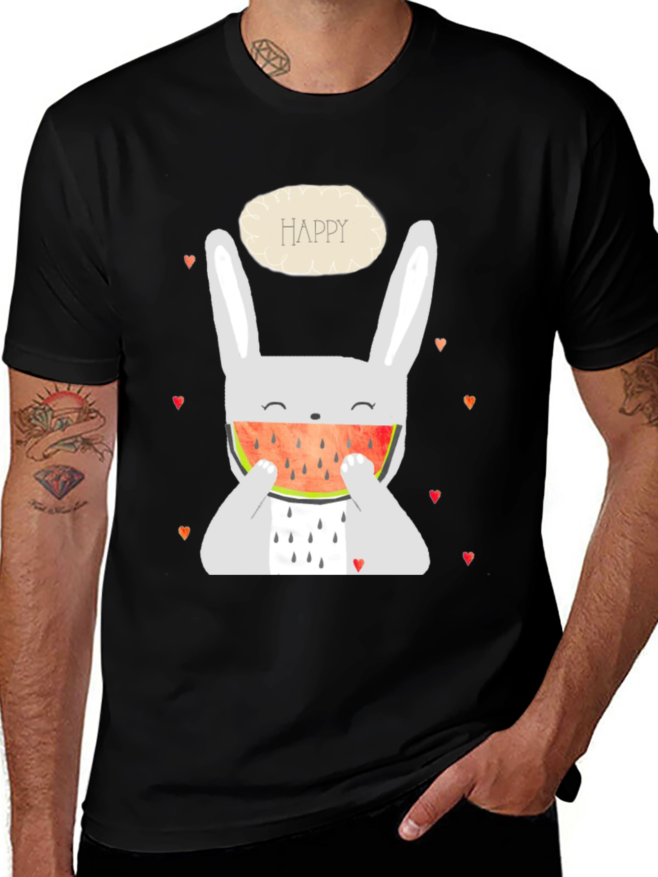 Black Happy Bunny Watermelon Graphic Tee - Black main image