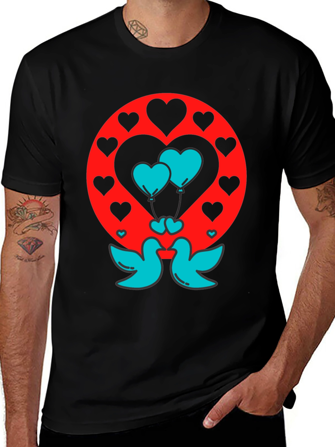 Variant 9 of Love Birds Heart Balloons Graphic Tee