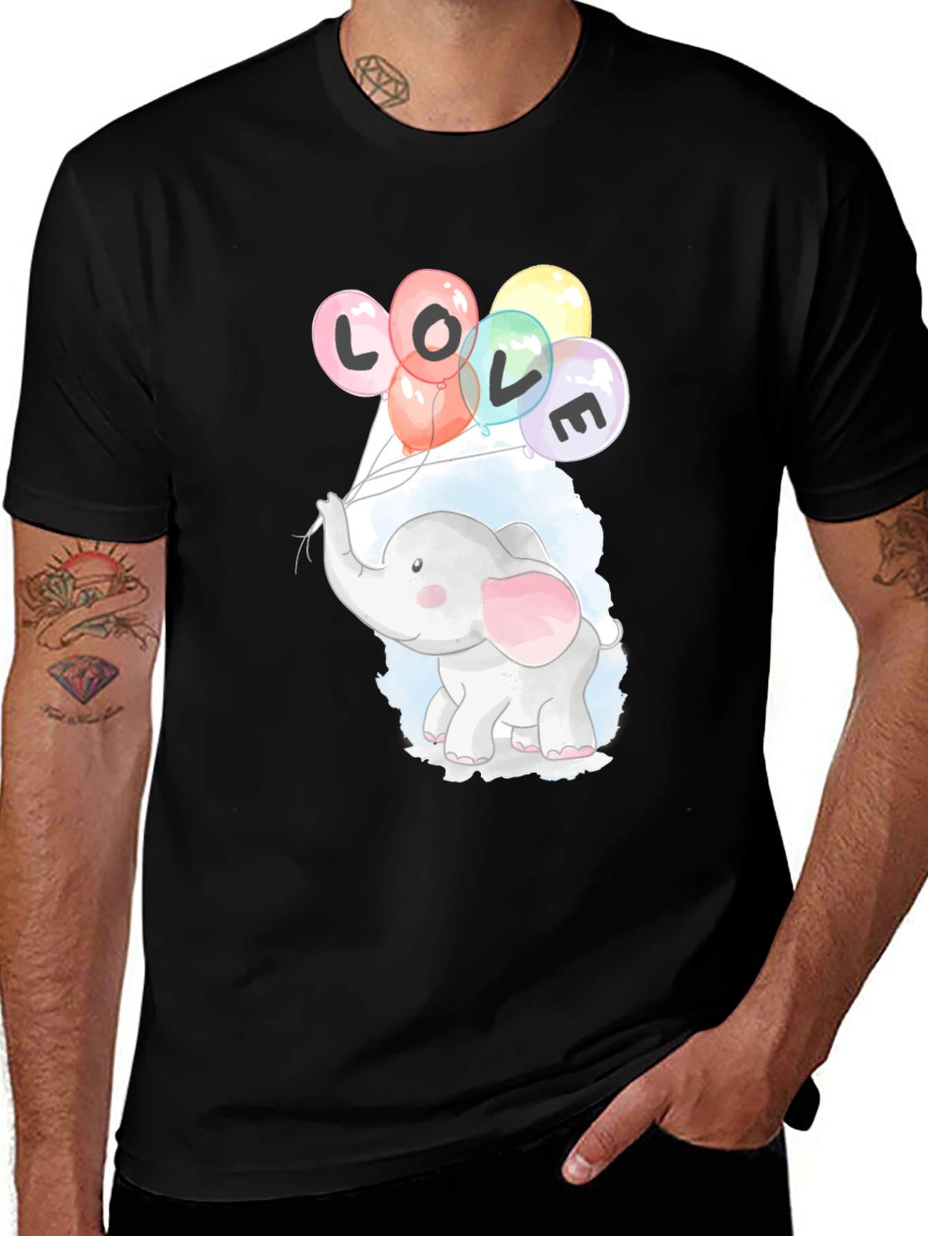 Variant 9 of Cute Elephant LOVE Balloons Graphic T-Shirt