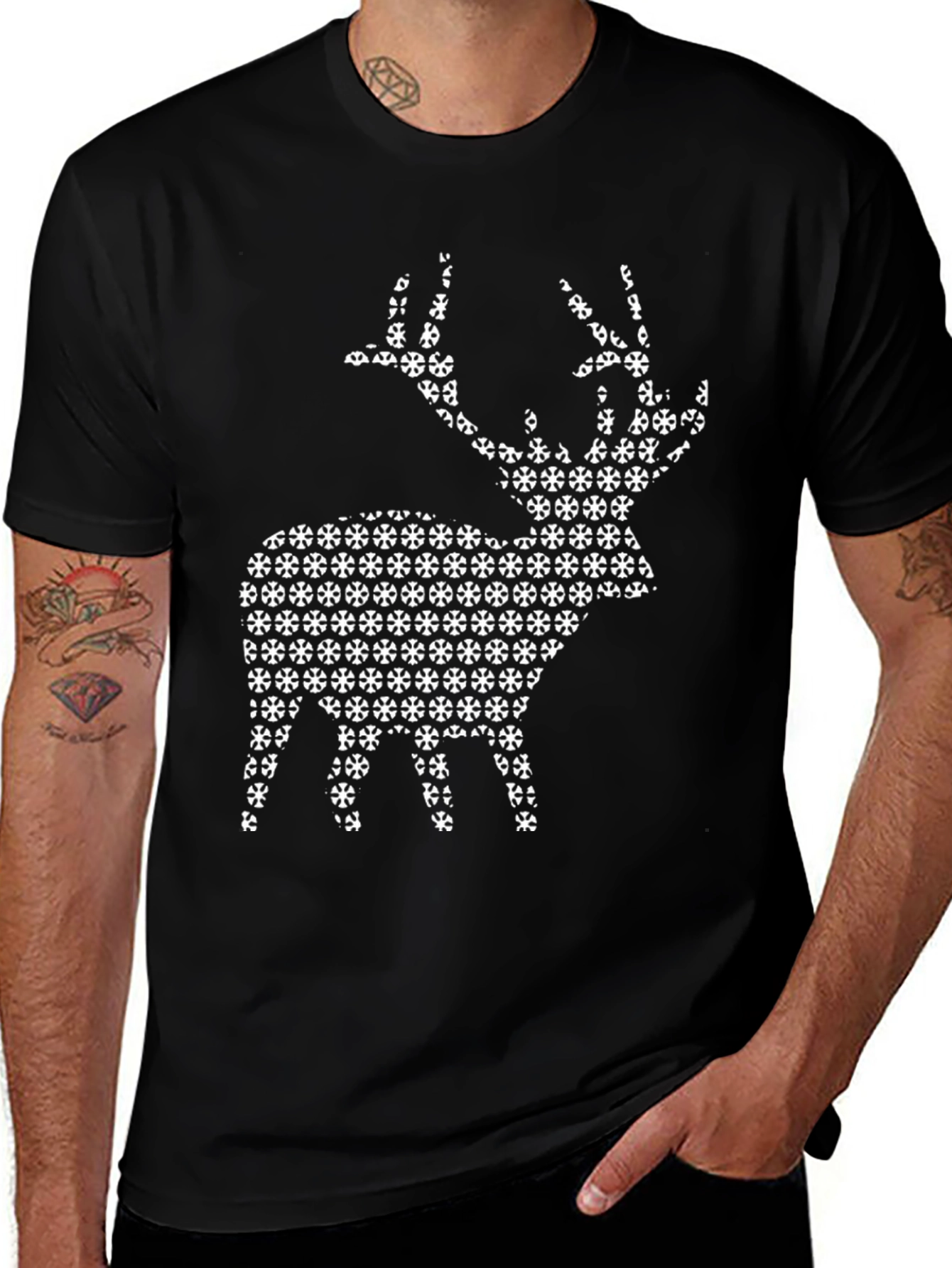 Variant 23 of Festive Snowflake Deer Graphic Tee