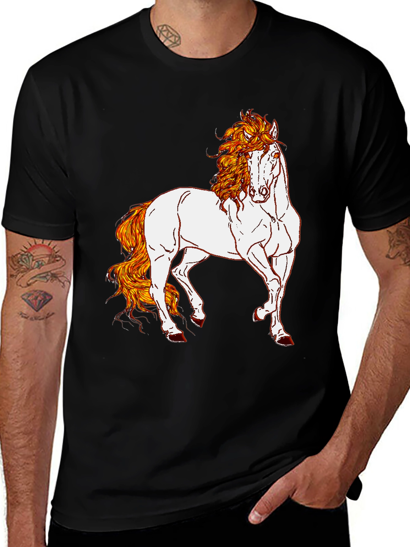 Variant 22 of Horse Graphic Print T-Shirt - Black