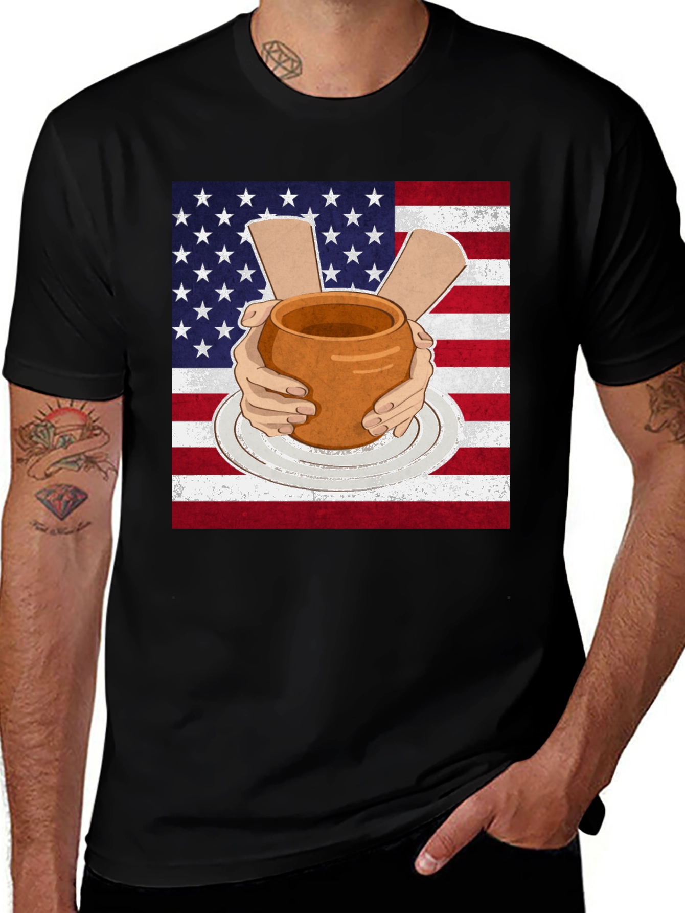 Variant 13 of Pottery USA Flag T-Shirt