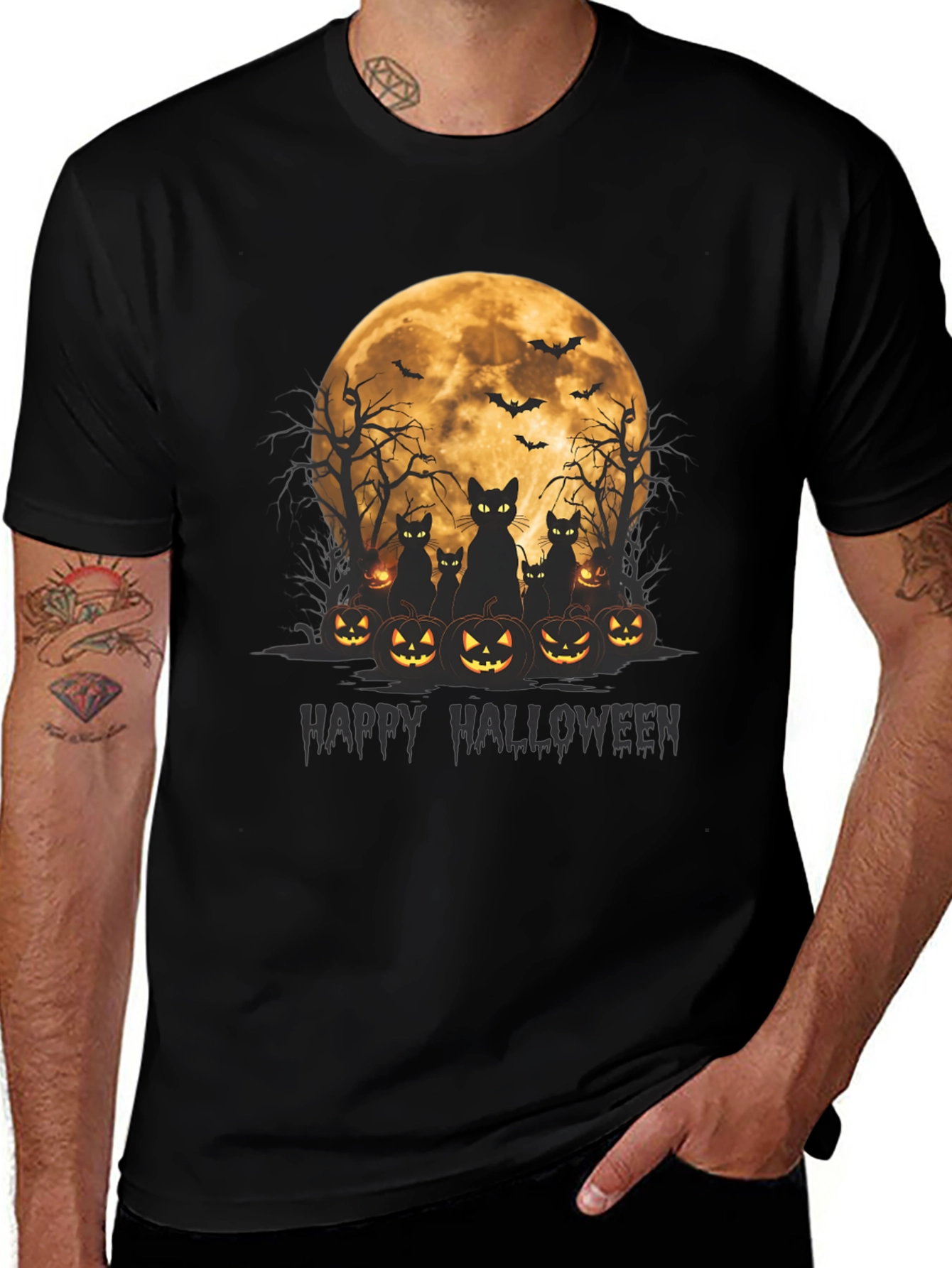 Variant 25 of Halloween Cats & Moon T-Shirt