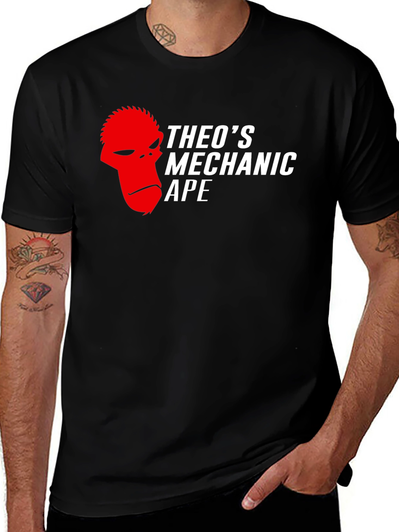 Variant 3 of Theo's Mechanic Ape Graphic Black T-Shirt