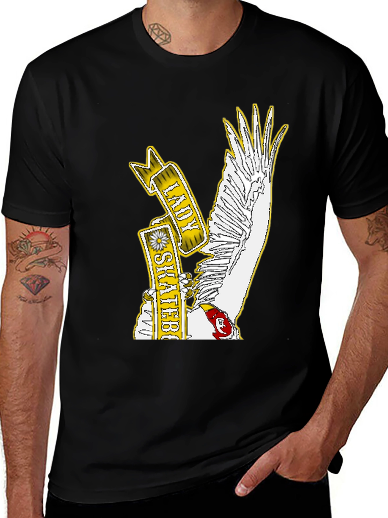 Lady Skateboarder Graphic Tee - Black