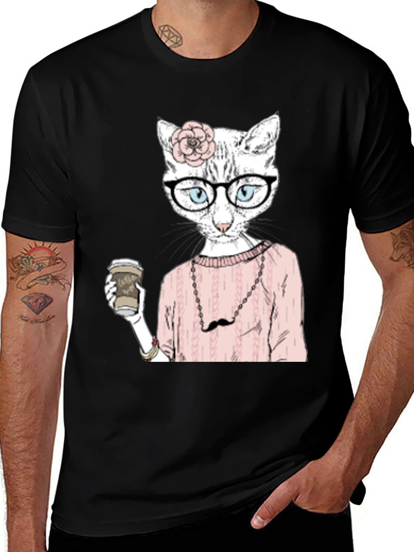 Variant 8 of Hipster Cat Coffee Lover T-Shirt