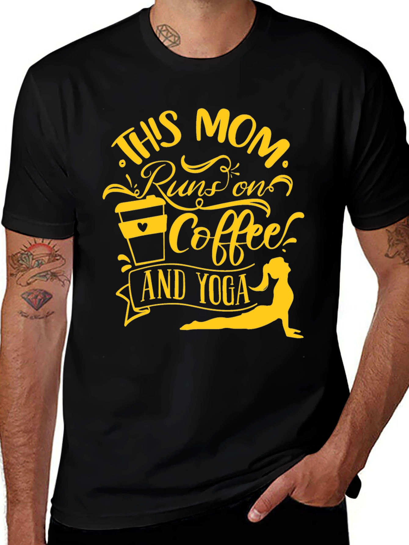 Variant 14 of This Mom Runs on Coffee & Yoga T-Shirt