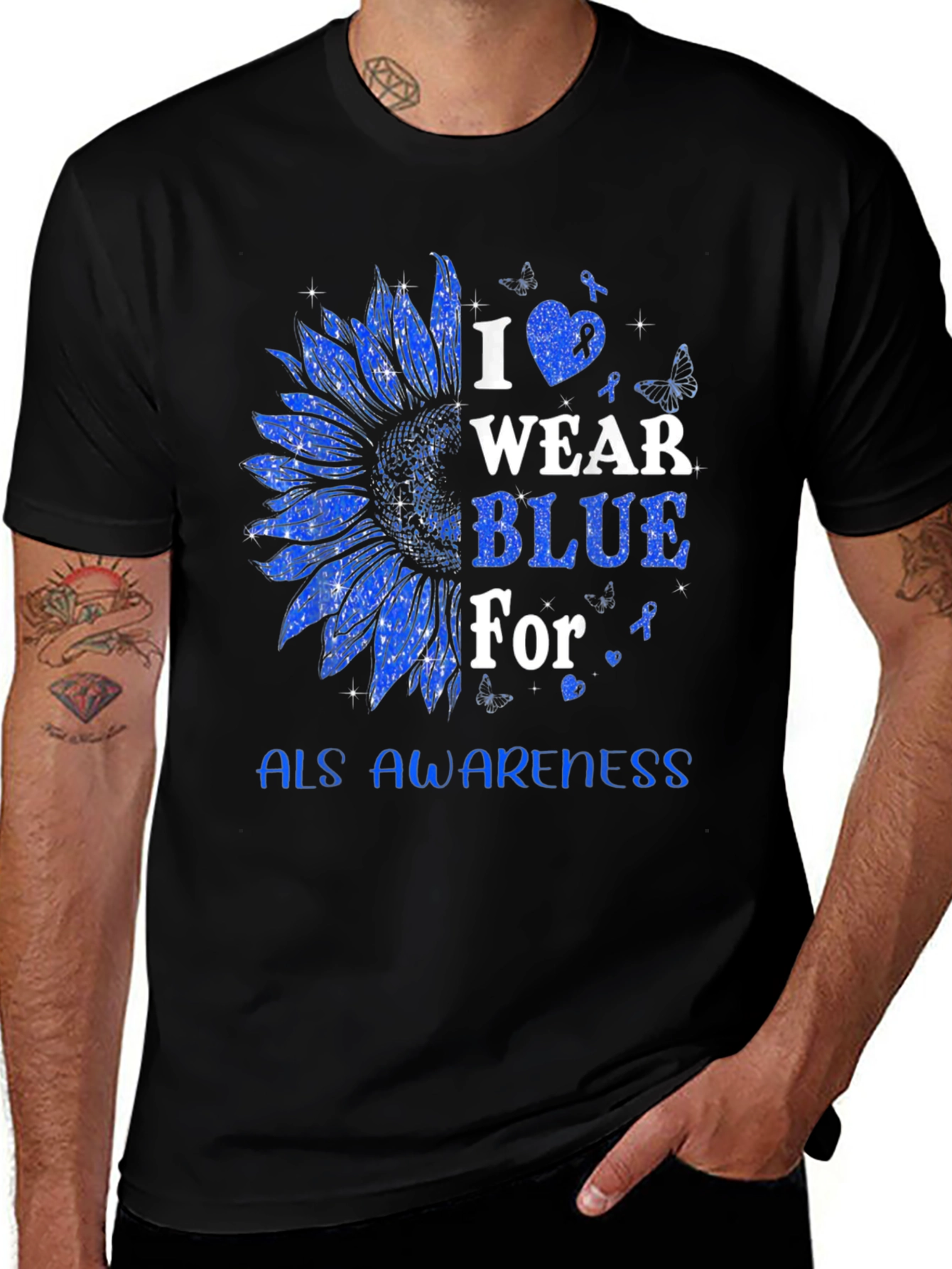 ALS Awareness Blue Sunflower T-Shirt