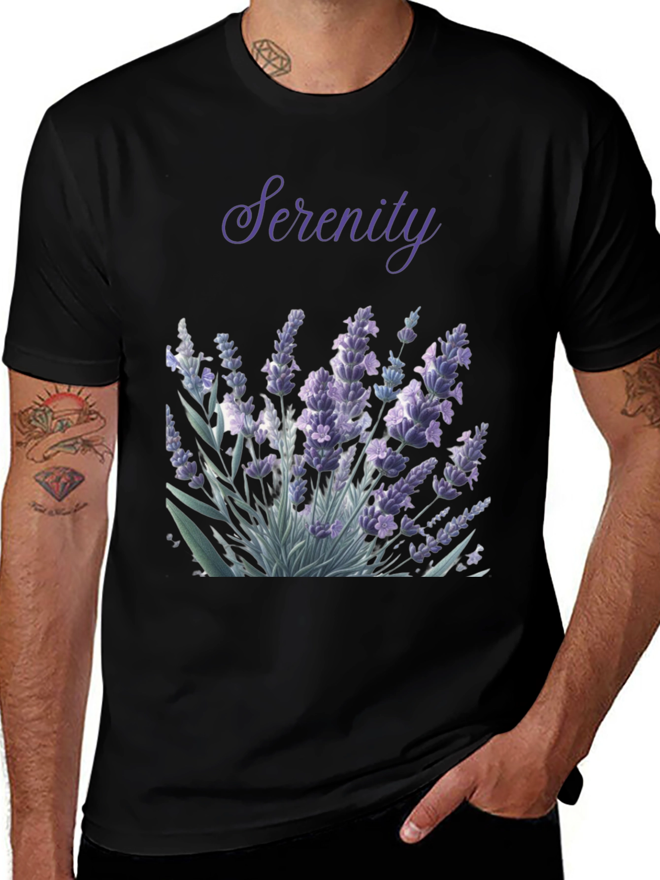 Variant 17 of Serenity Lavender Graphic Tee - Black