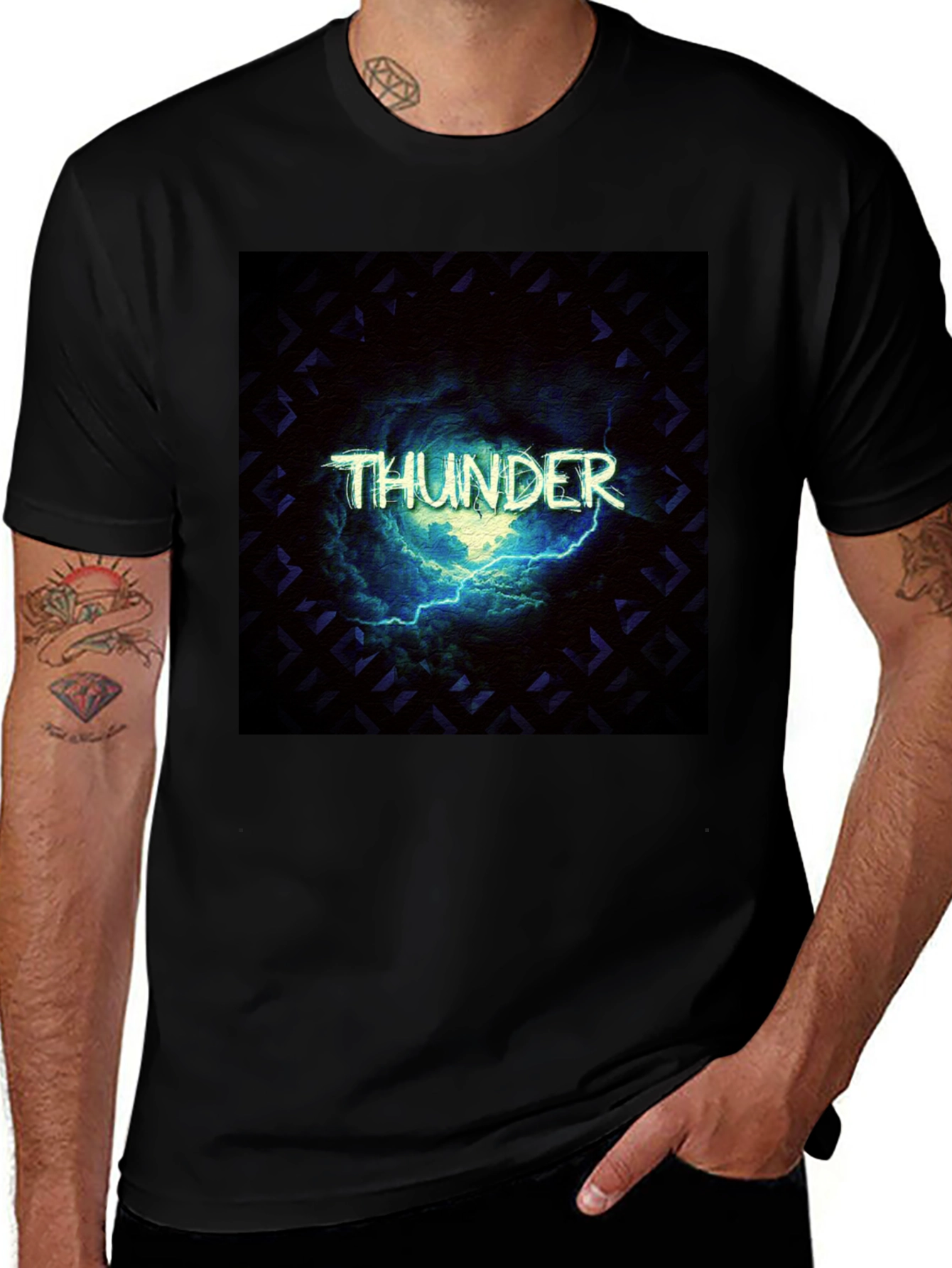 Thunder Graphic Black T-Shirt - Electric Design