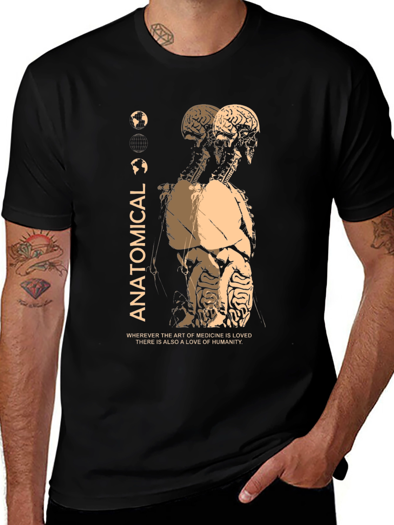 Variant 12 of Anatomical Black T-Shirt: Medical Art