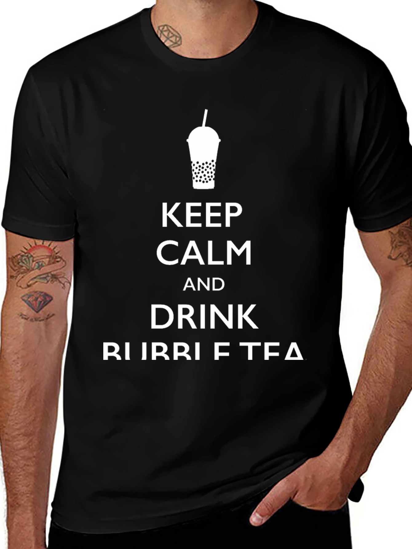 Variant 9 of Keep Calm and Drink Bubble Tea Black T-Shirt