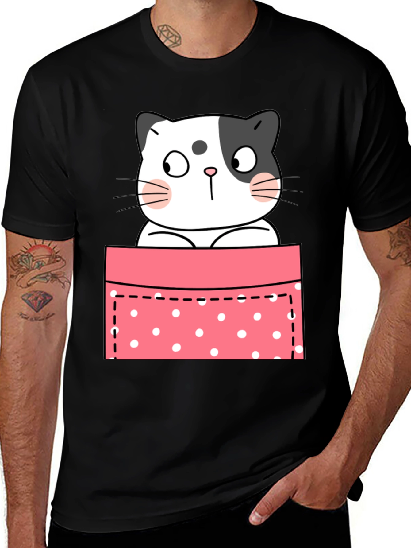 Variant 19 of Cute Cat Pocket Graphic T-Shirt - Unisex
