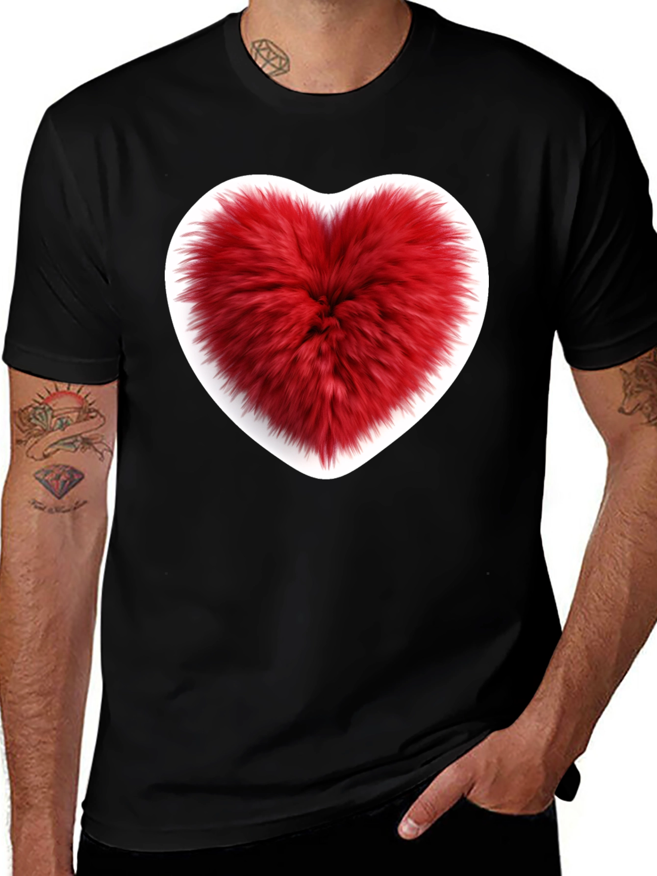 Variant 11 of Fuzzy Heart Graphic Tee - Black