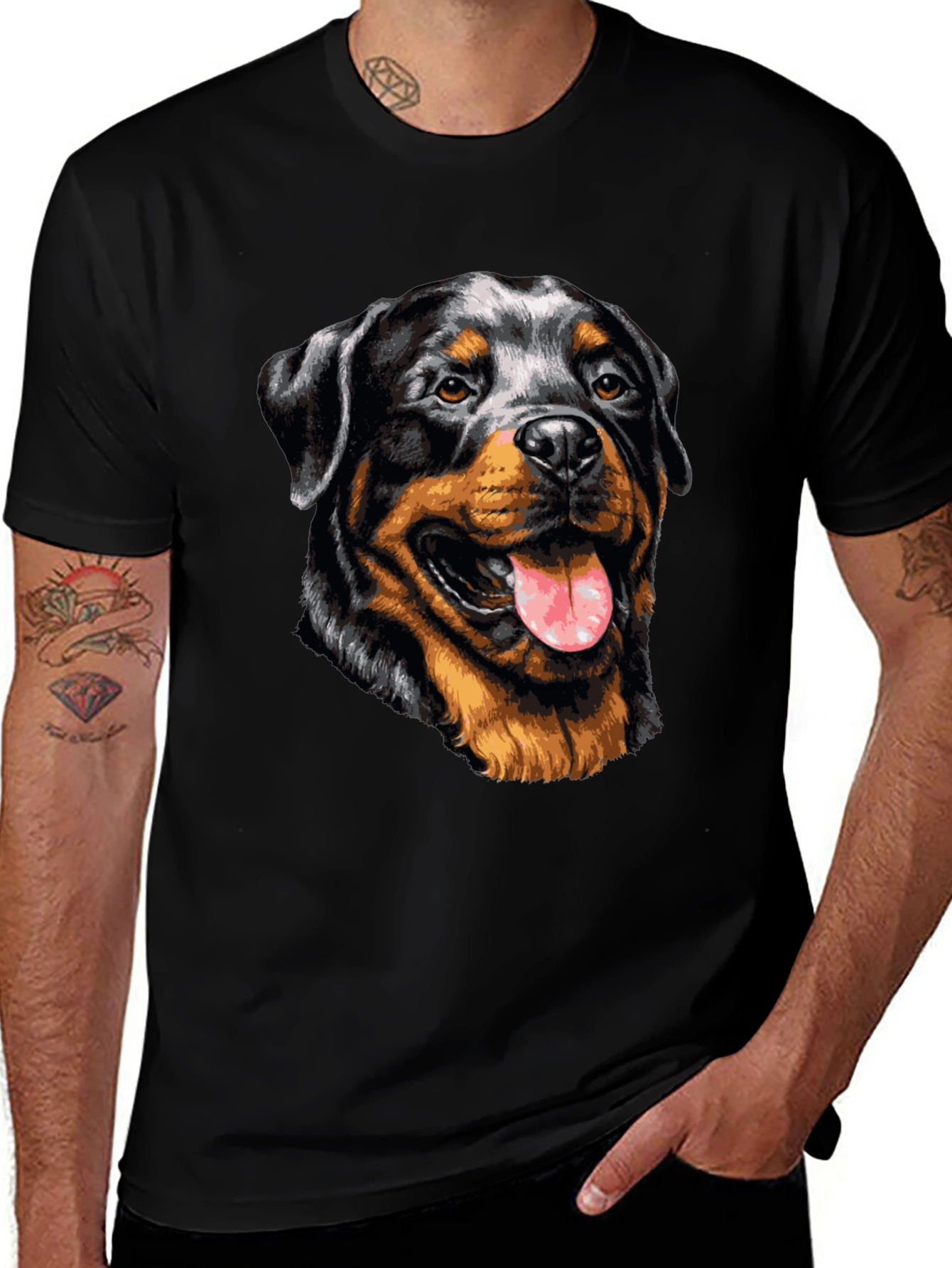 Variant 20 of Rottweiler Graphic Tee - Dog Lover Black T-Shirt