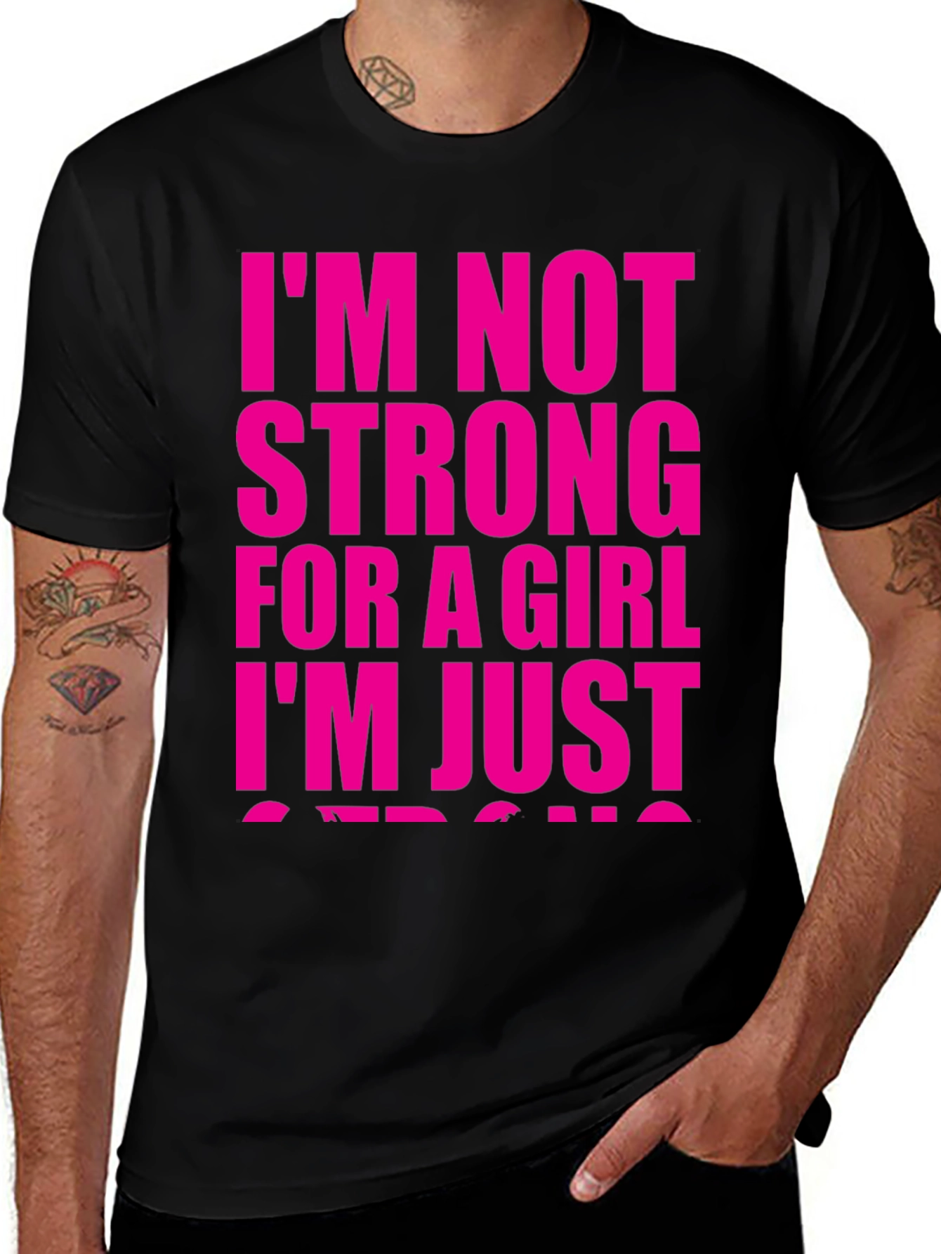 Variant 26 of Strong Girl Graphic Tee - Black Cotton Casual Shirt