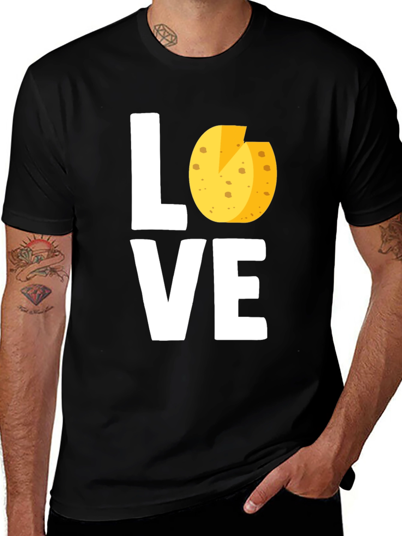 Love Cheese Graphic Tee - Black Cotton T-Shirt