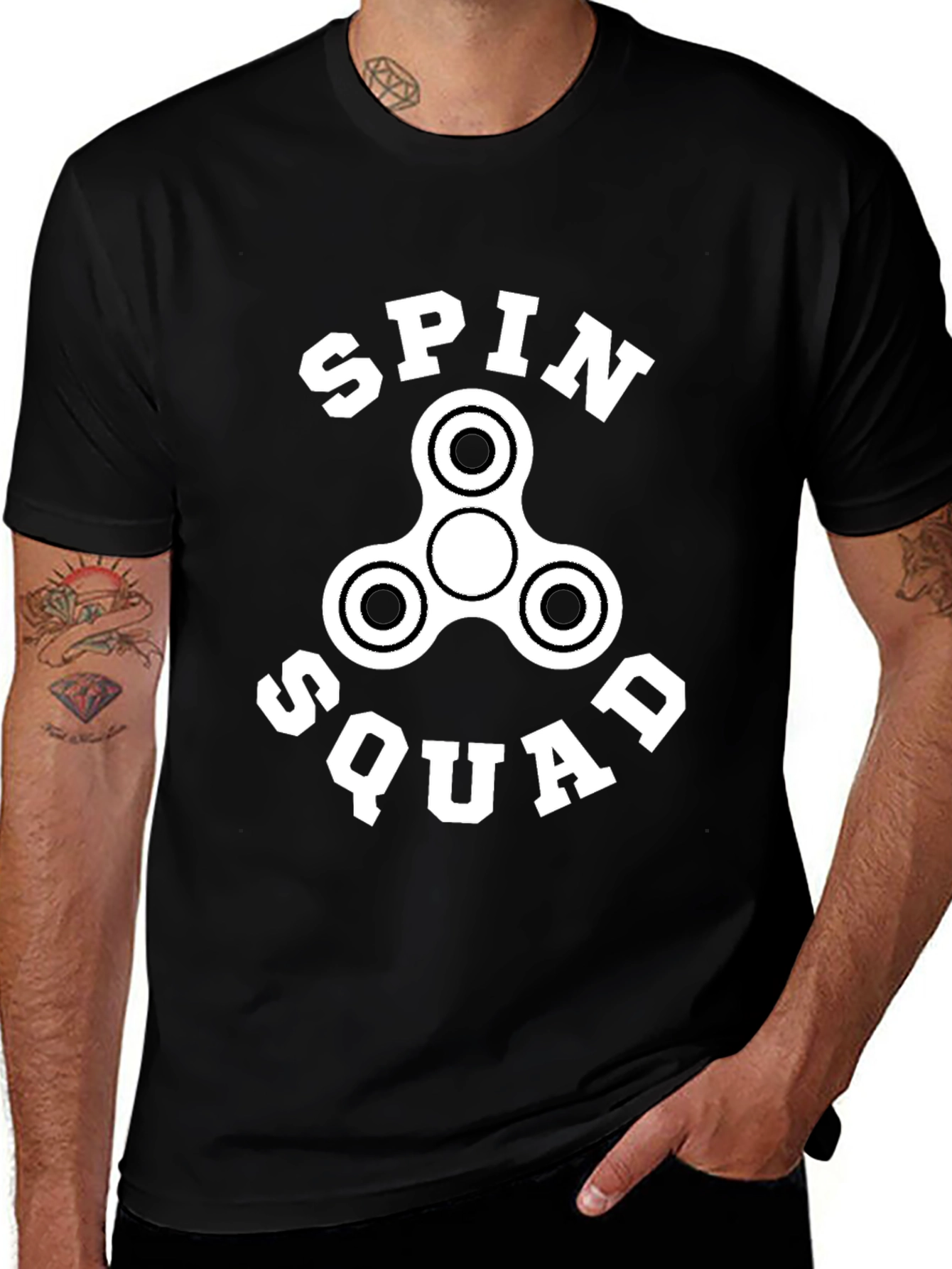 Spin Squad Graphic Tee - Black Cotton T-Shirt