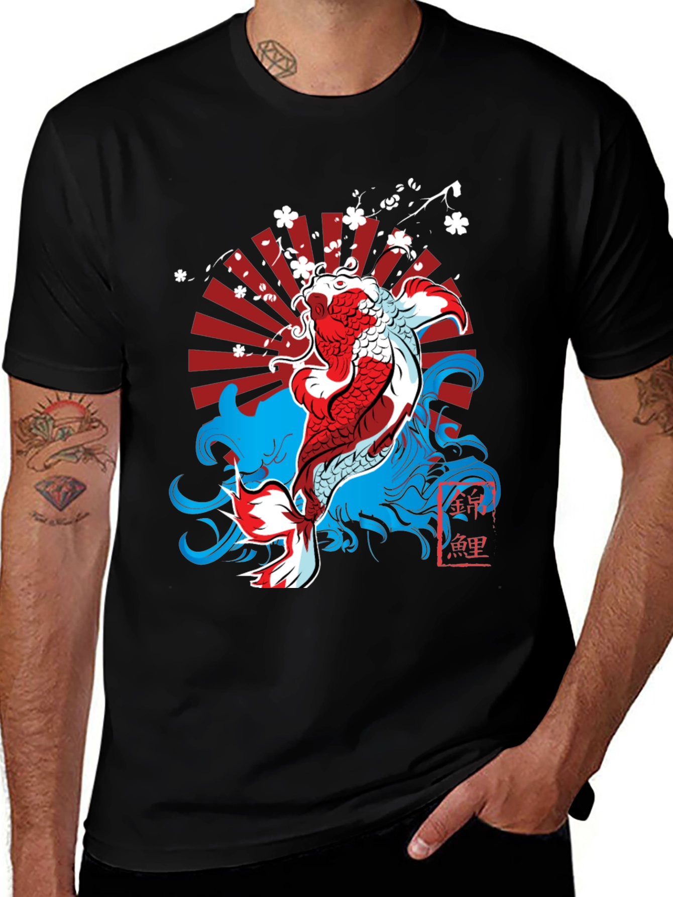 Variant 27 of Koi Fish Graphic Tee - Japanese Style