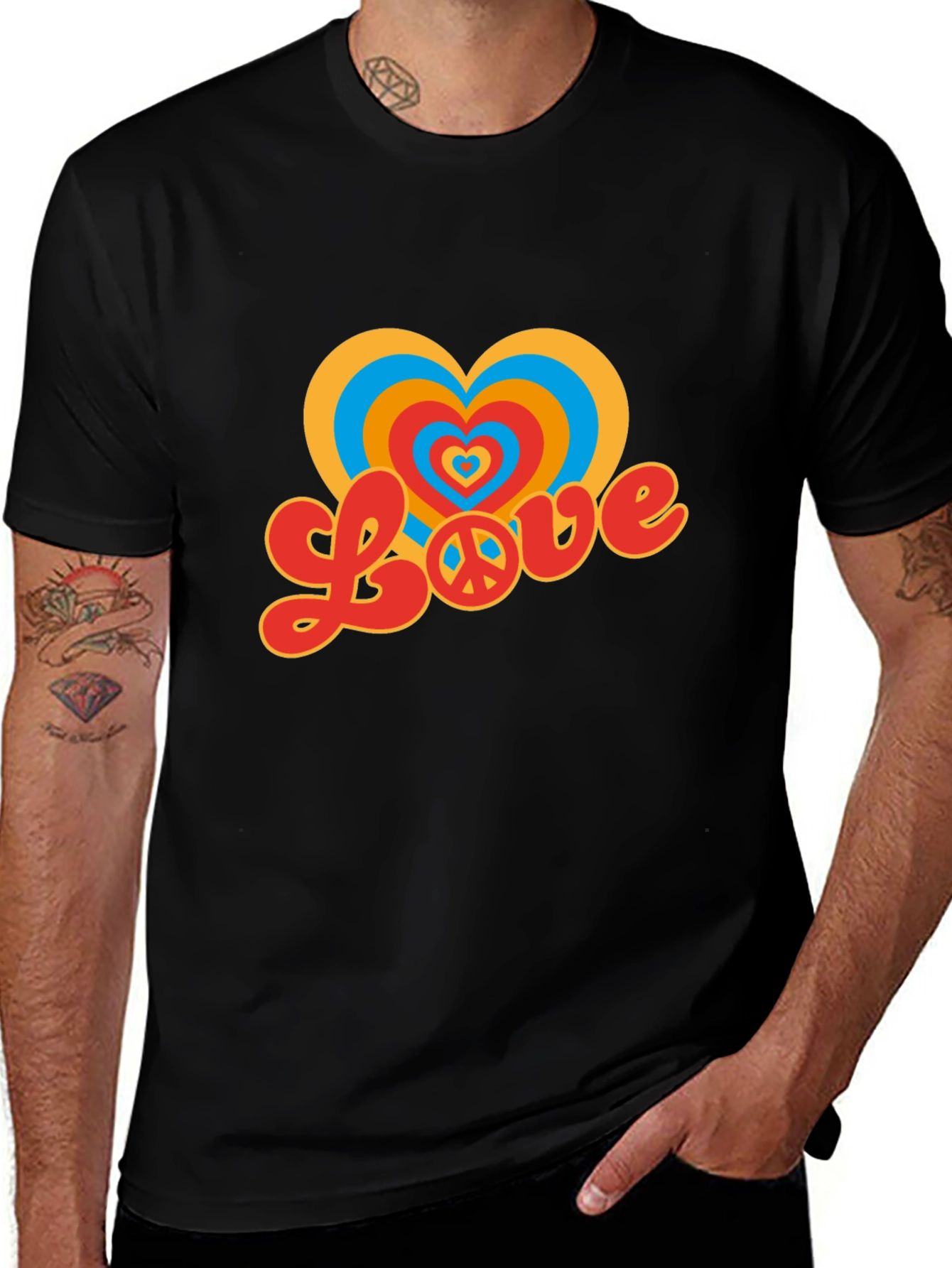 Variant 29 of Retro Love Peace Sign Heart Graphic T-Shirt
