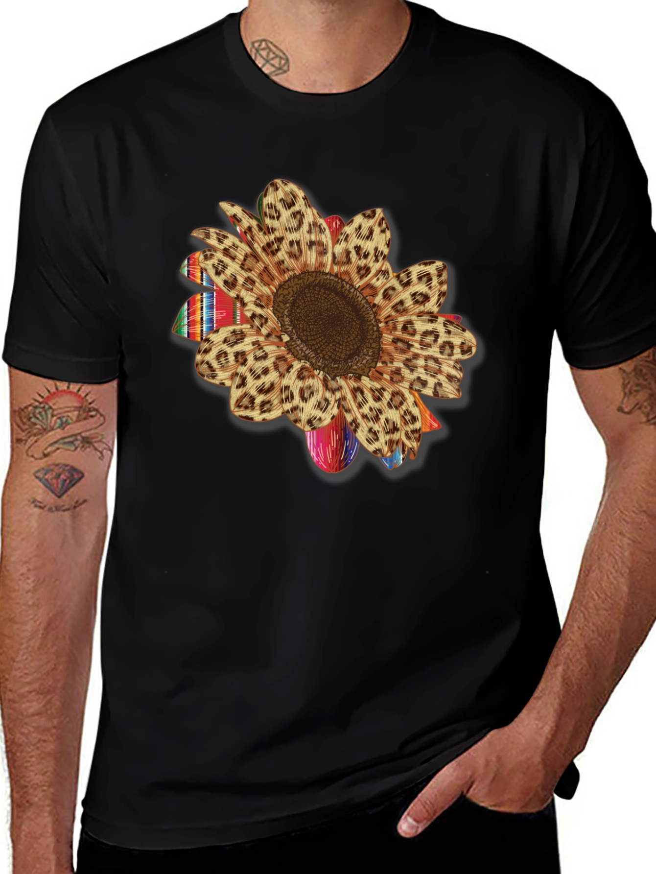 Variant 4 of Sunflower Leopard Print Serape T-Shirt
