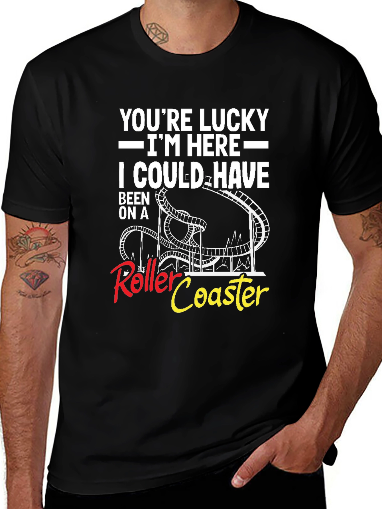 Variant 26 of Lucky I'm Here Roller Coaster Graphic Tee