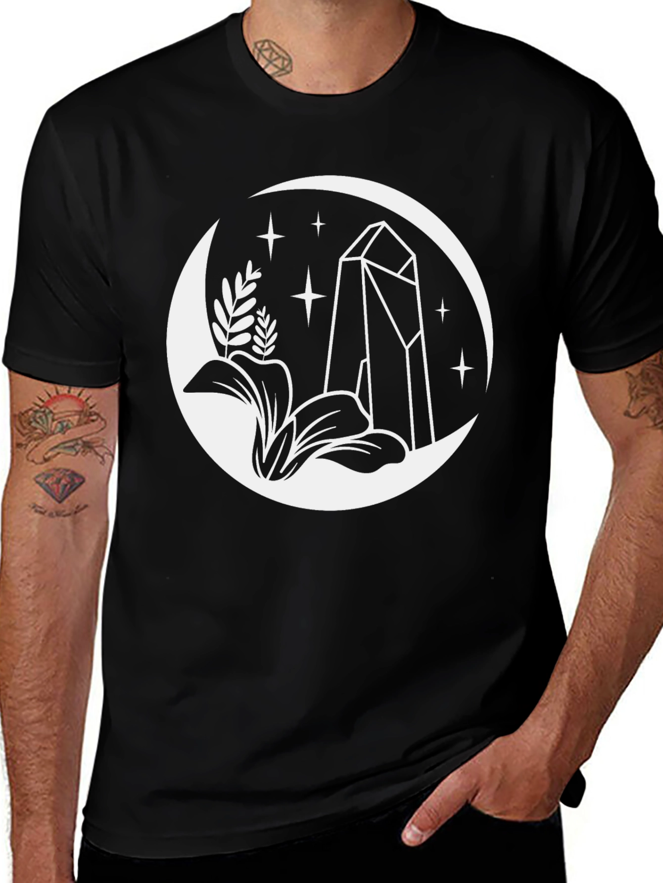 Variant 26 of Moon Crystal Graphic Tee - Black