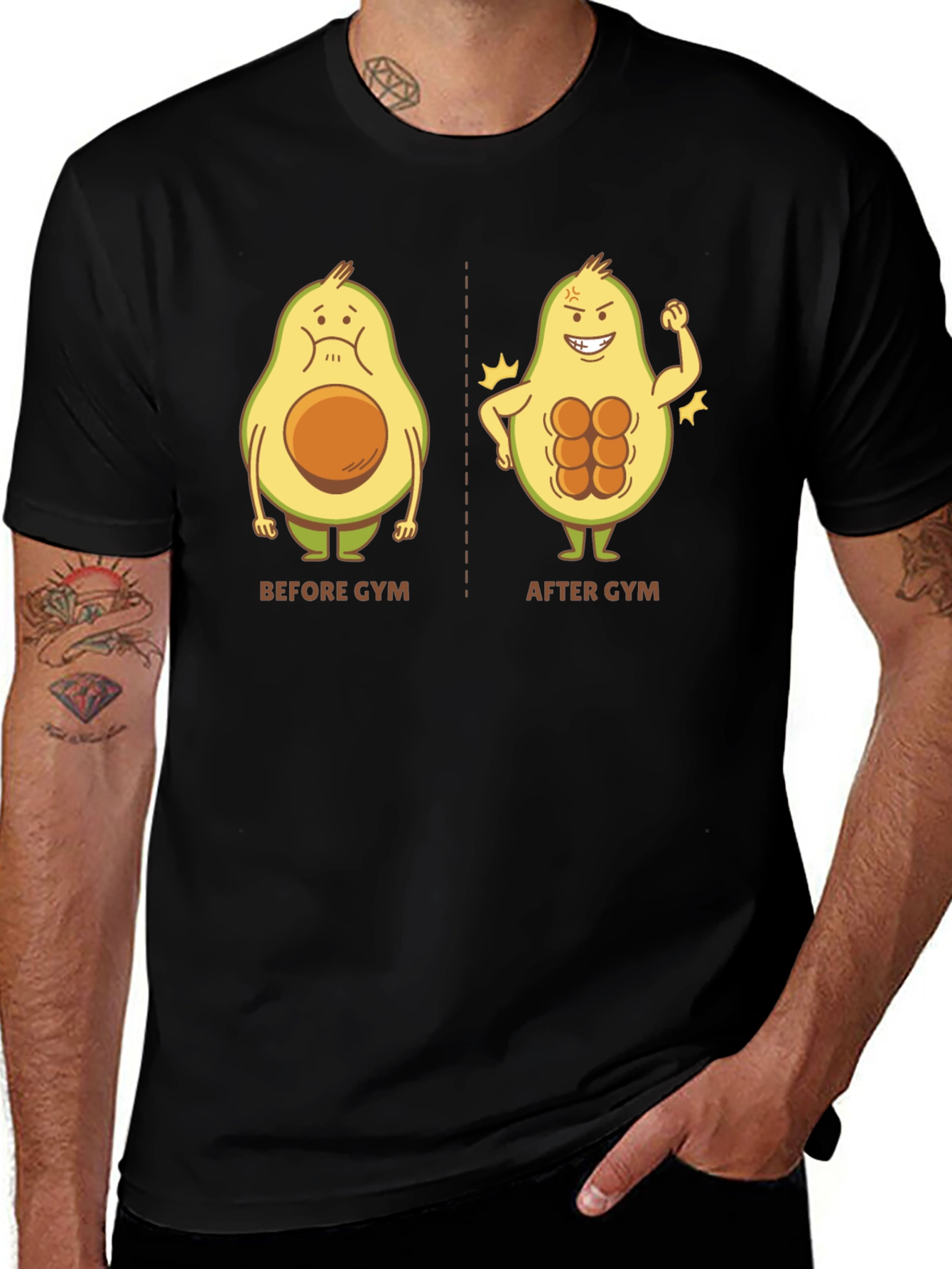 Variant 14 of Avocado Gym T-Shirt - Before & After Workout Funny Tee