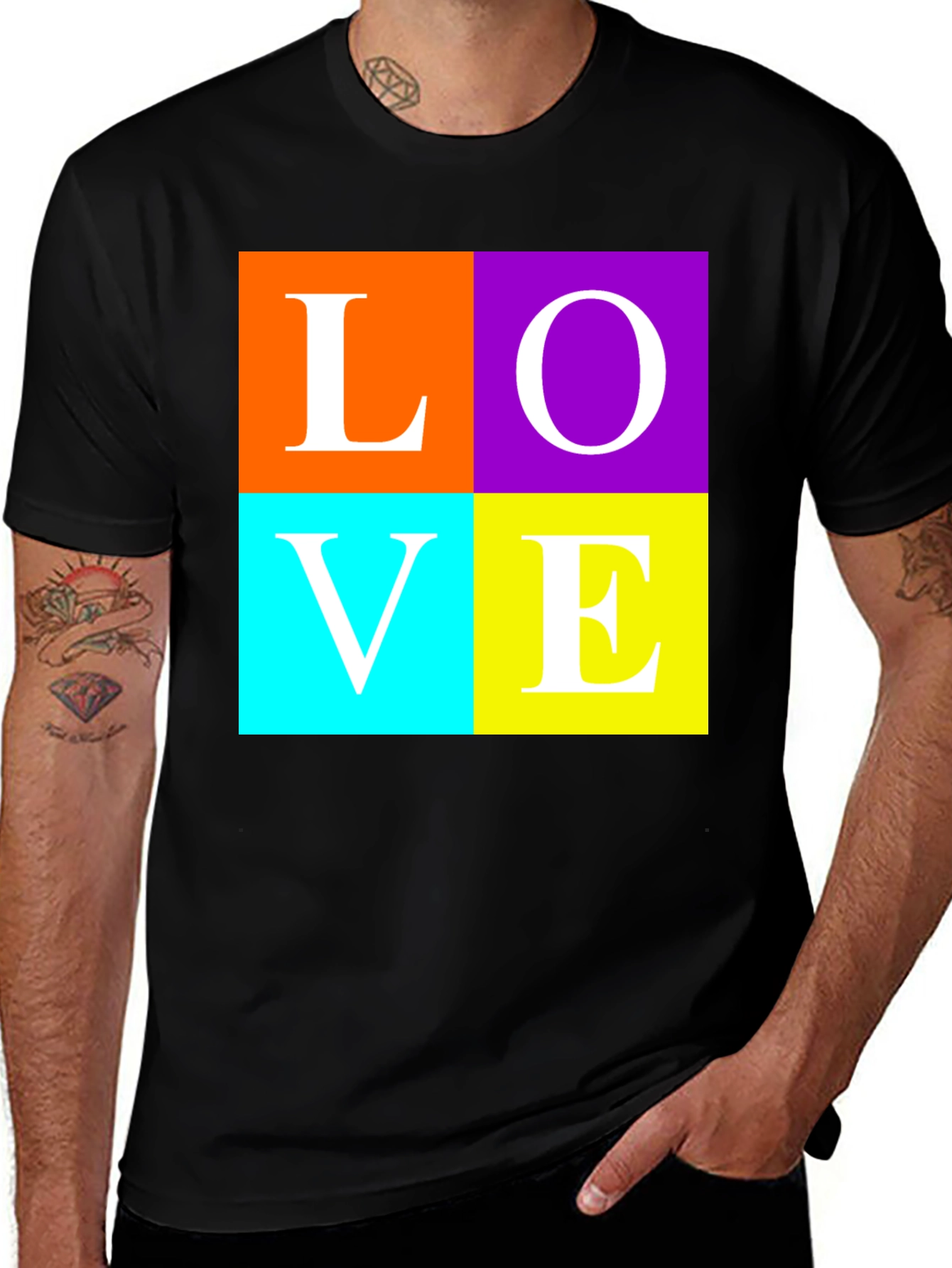 Variant 19 of LOVE Graphic Tee - Bold Color Block Design