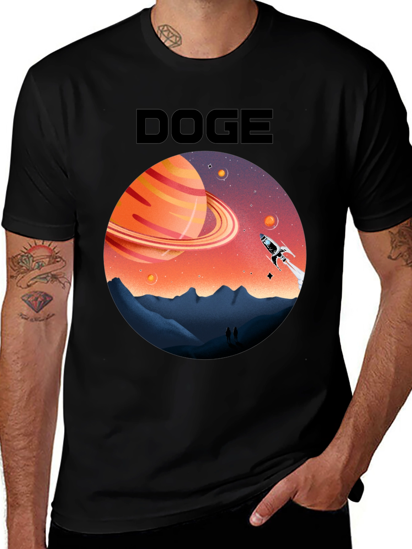Variant 24 of Doge to the Moon Black T-Shirt, Space Graphic Tee