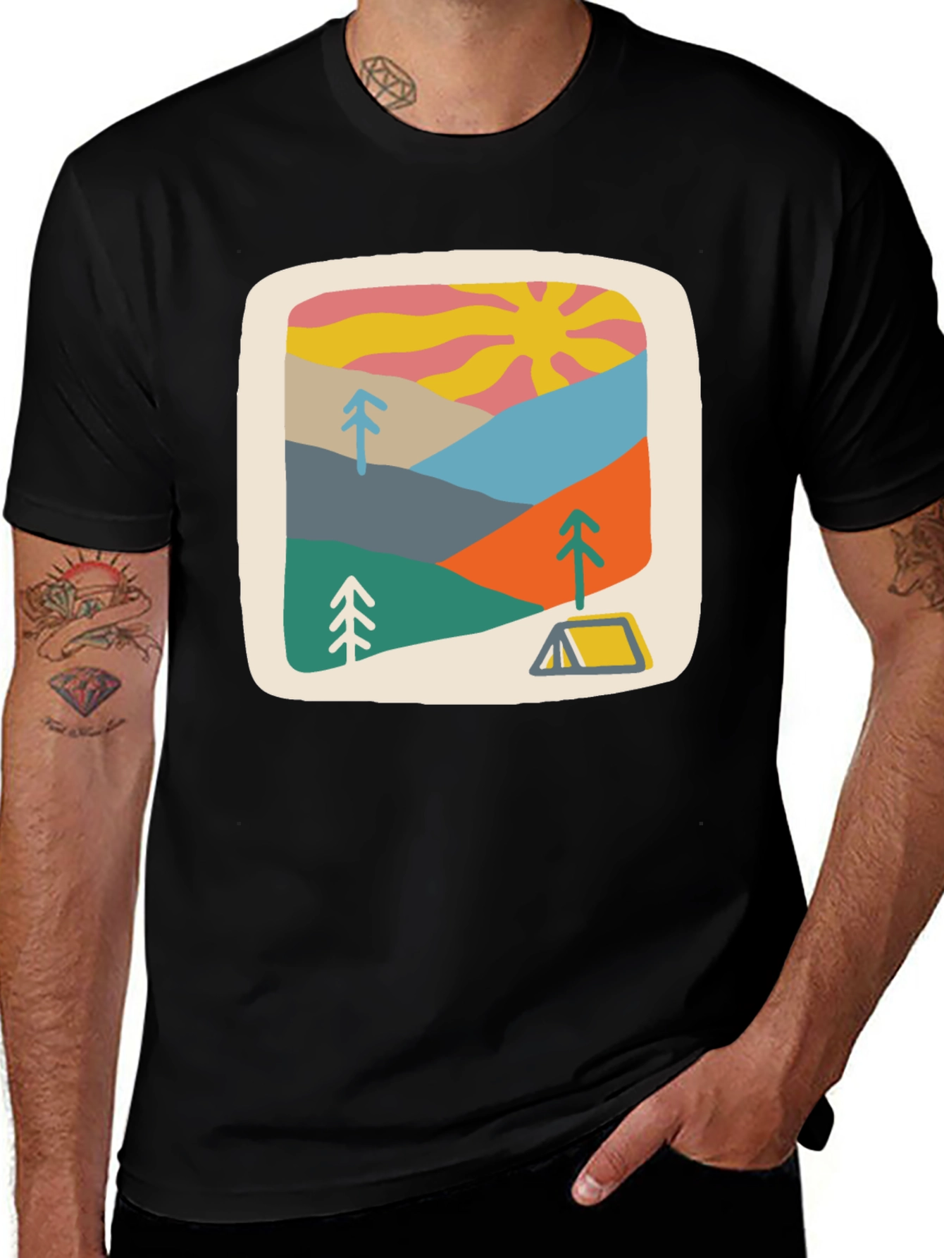 Variant 28 of Retro Camping Scene Graphic Tee - Unisex