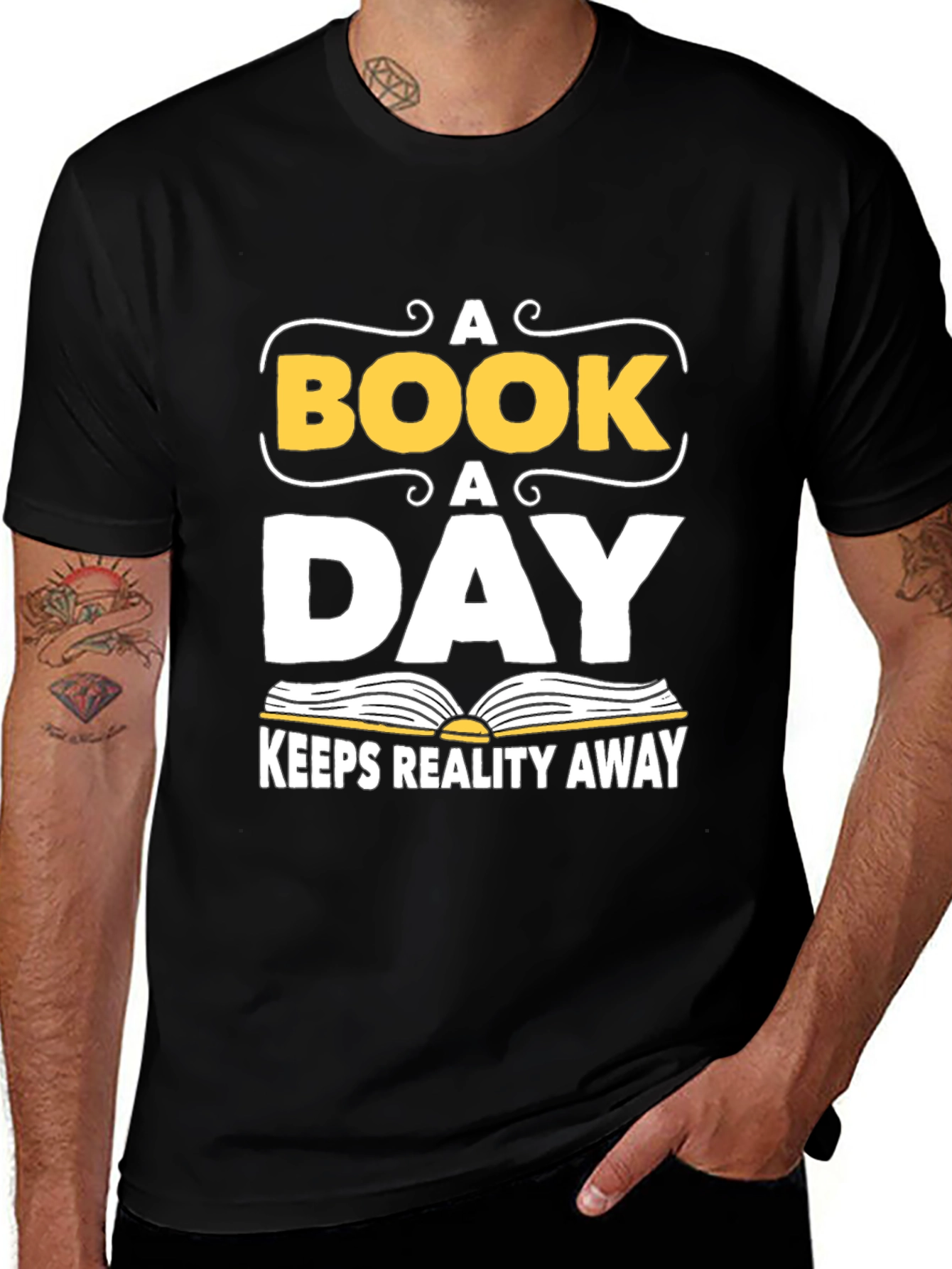 Variant 17 of A Book A Day T-Shirt - Reads Reality Away!