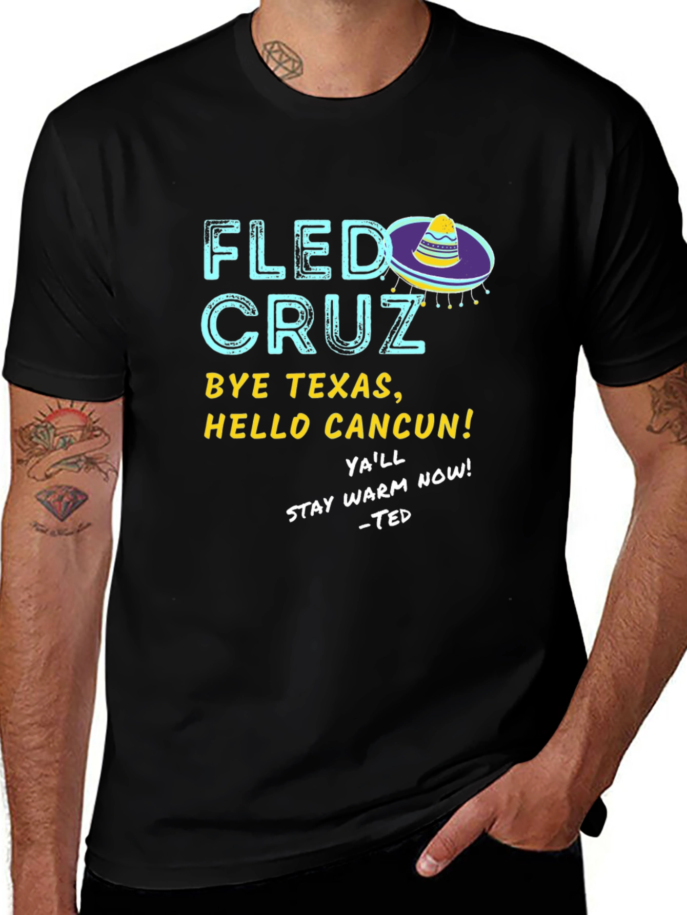 Variant 22 of Fled Cruz Black Graphic T-Shirt