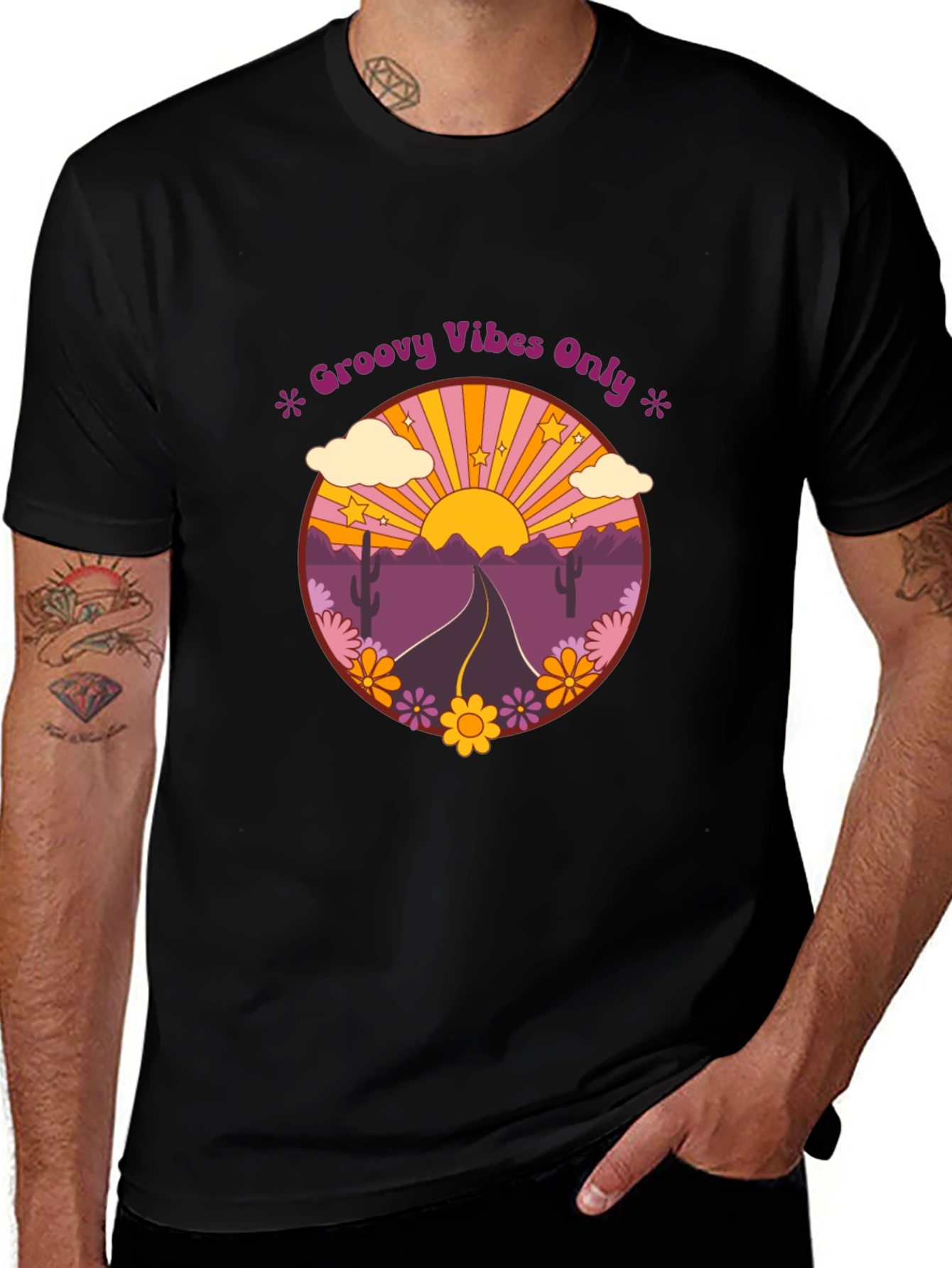 Variant 17 of Groovy Vibes Graphic Tee - Desert Road Trip T-Shirt