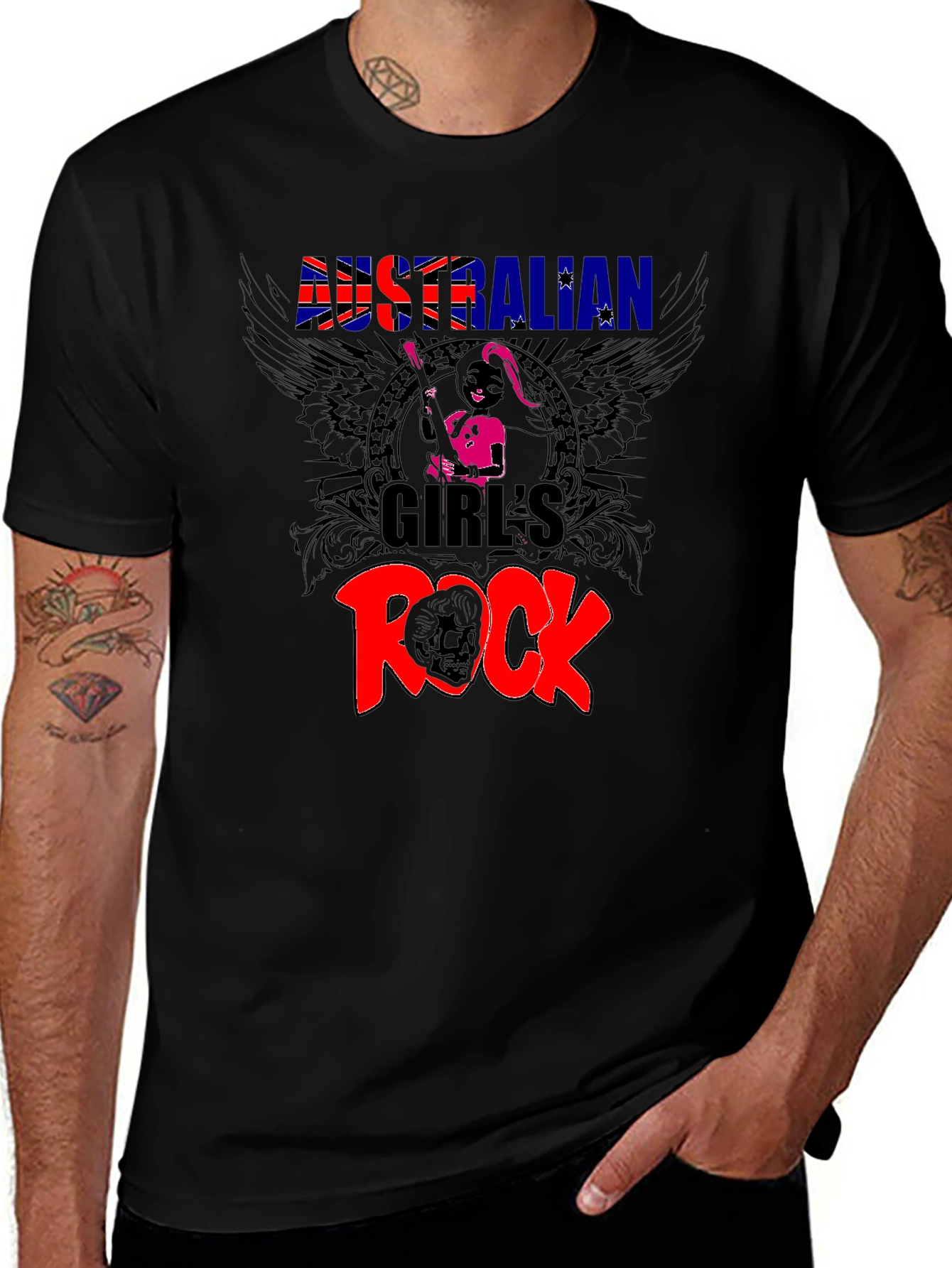 Variant 30 of Australian Girls Rock Black T-Shirt