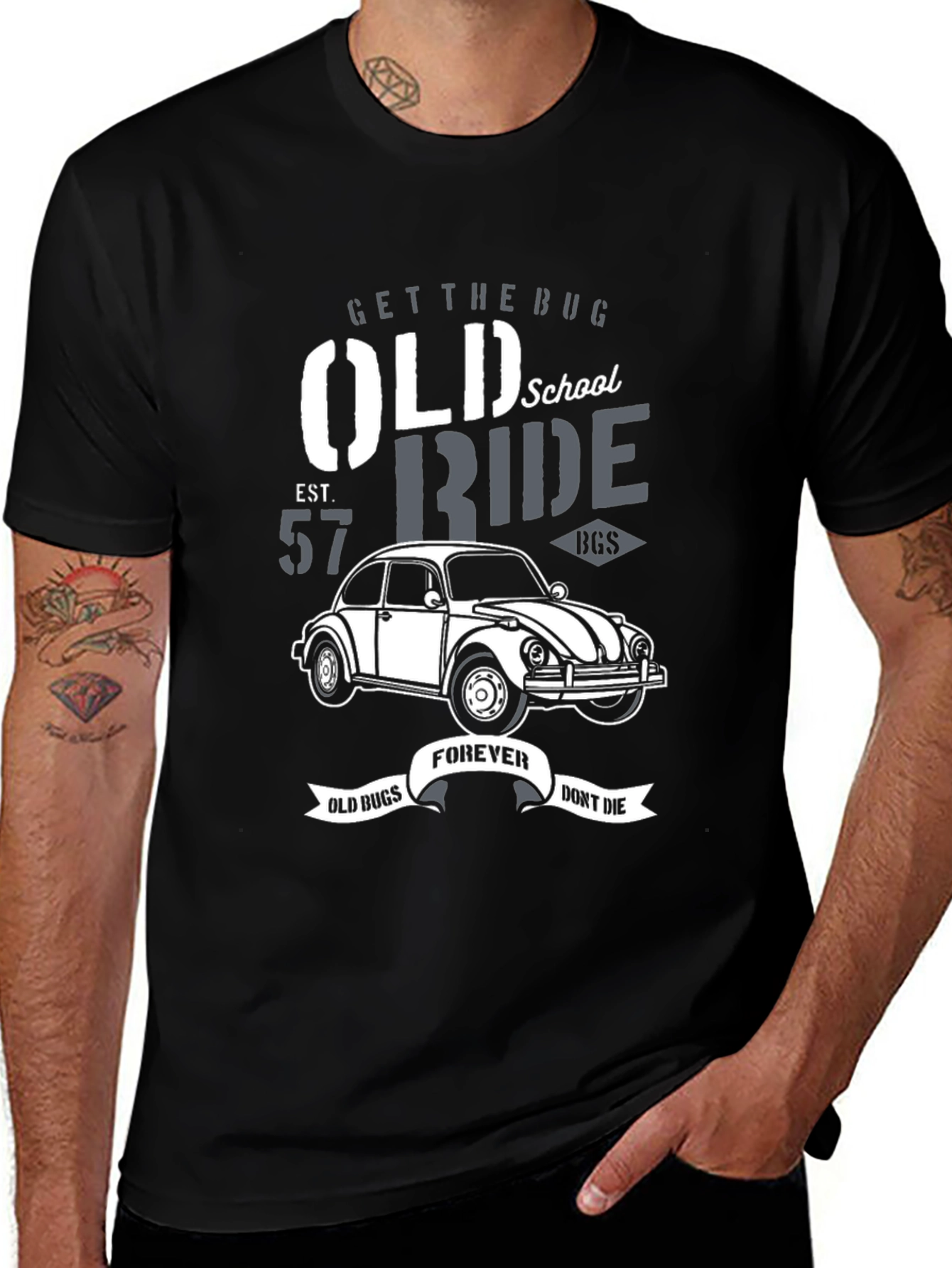 Variant 12 of Old School VW Beetle T-Shirt - Classic Car Ride