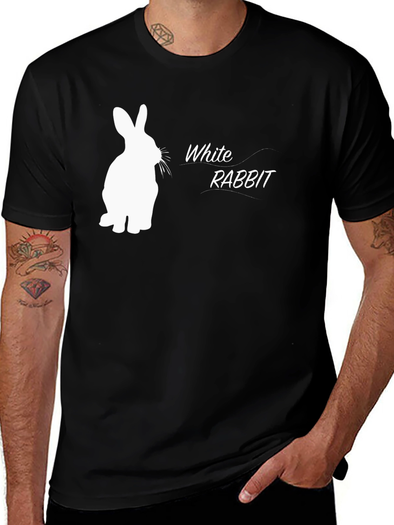 Variant 2 of White Rabbit Graphic T-Shirt - Soft Cotton Blend