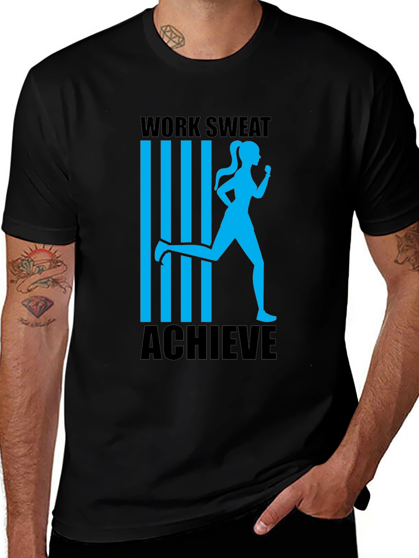 Variant 15 of Work Sweat Achieve Graphic Tee - Black