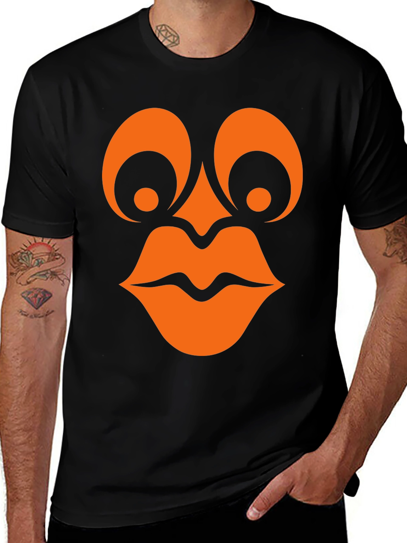 Variant 15 of Funny Graphic Tee - Googly Eyes and Lips Black T-Shirt