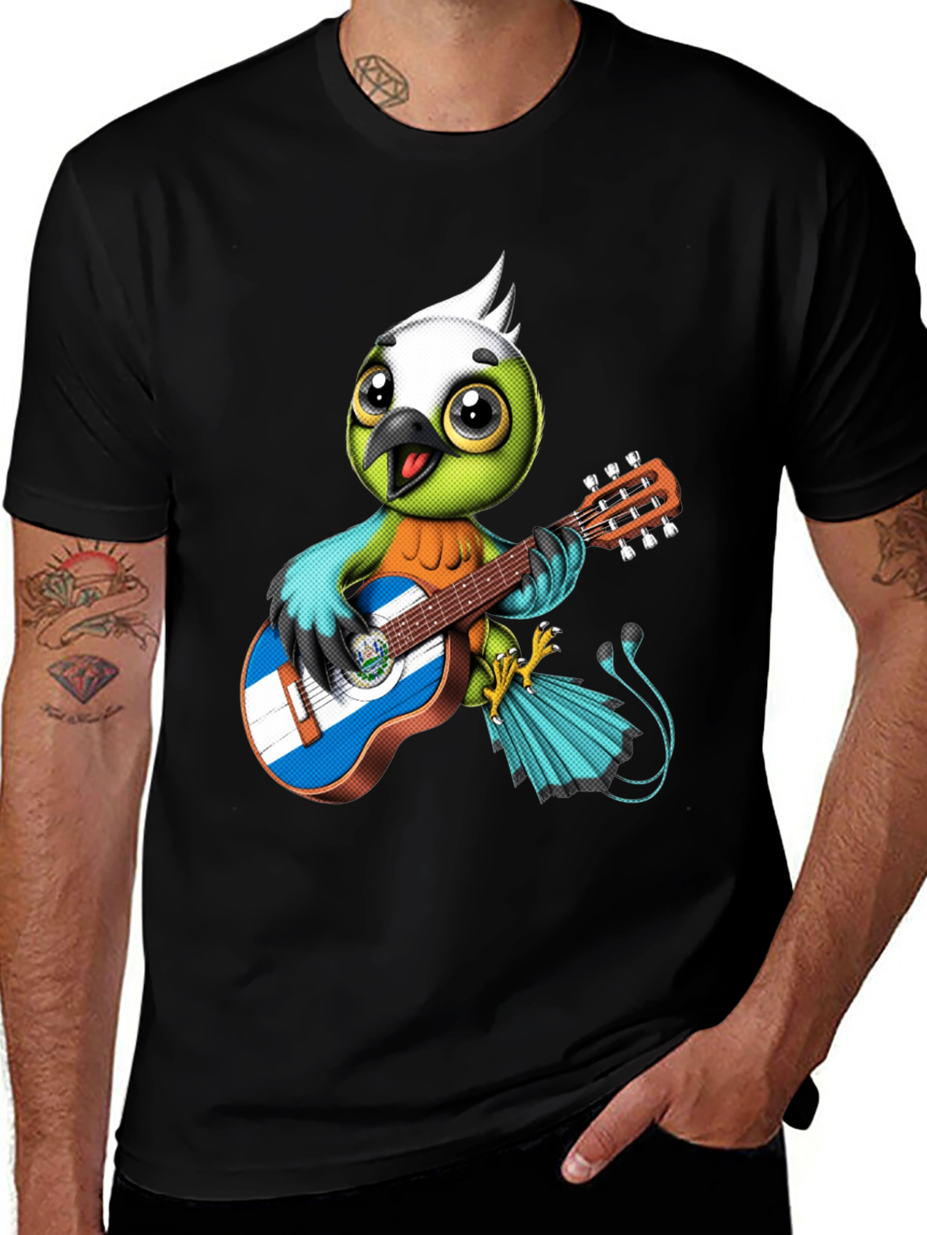 Variant 11 of Bird Playing Guitar Graphic Tee
