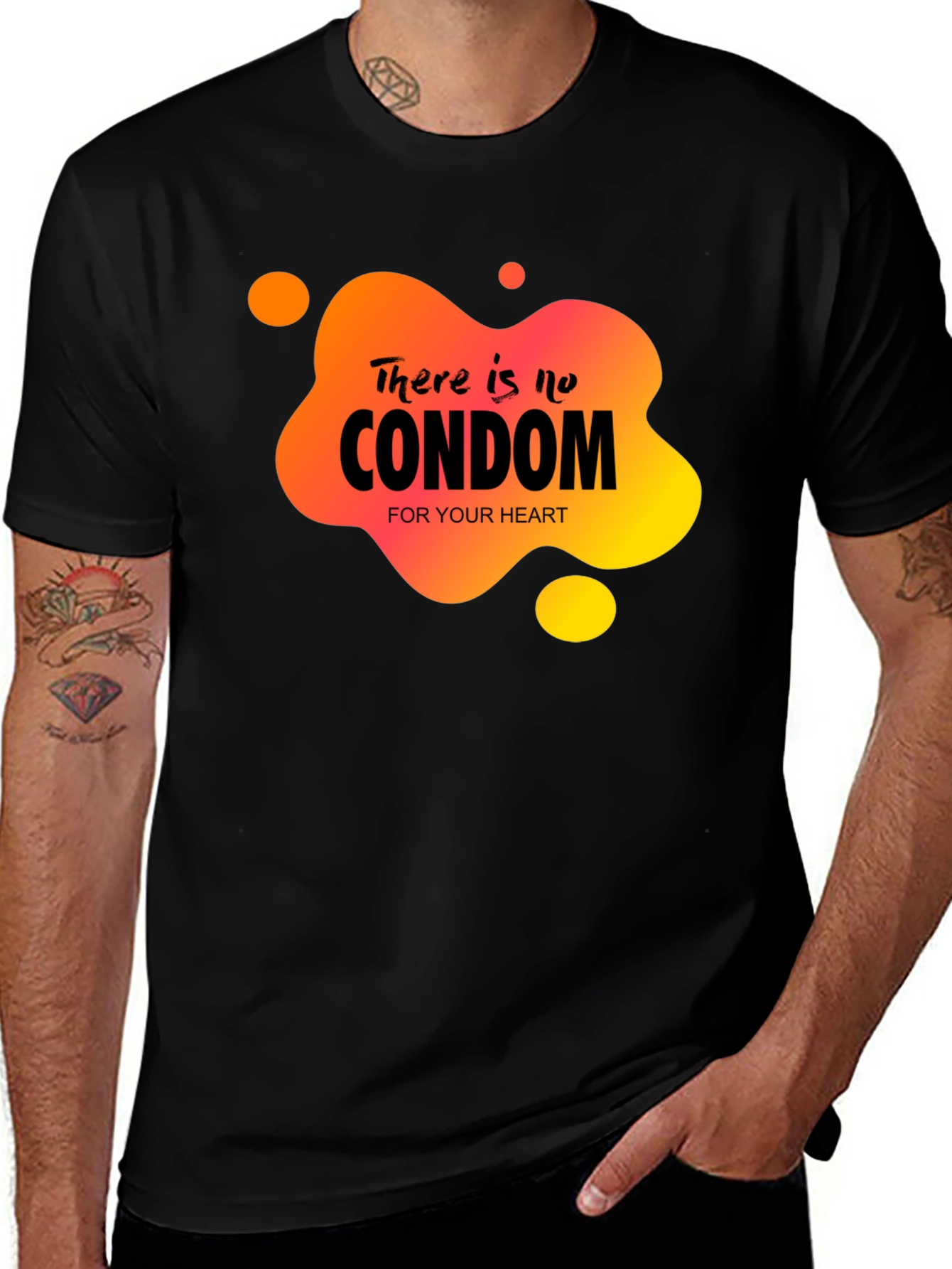 Variant 29 of There Is No Condom For Your Heart Black T-Shirt
