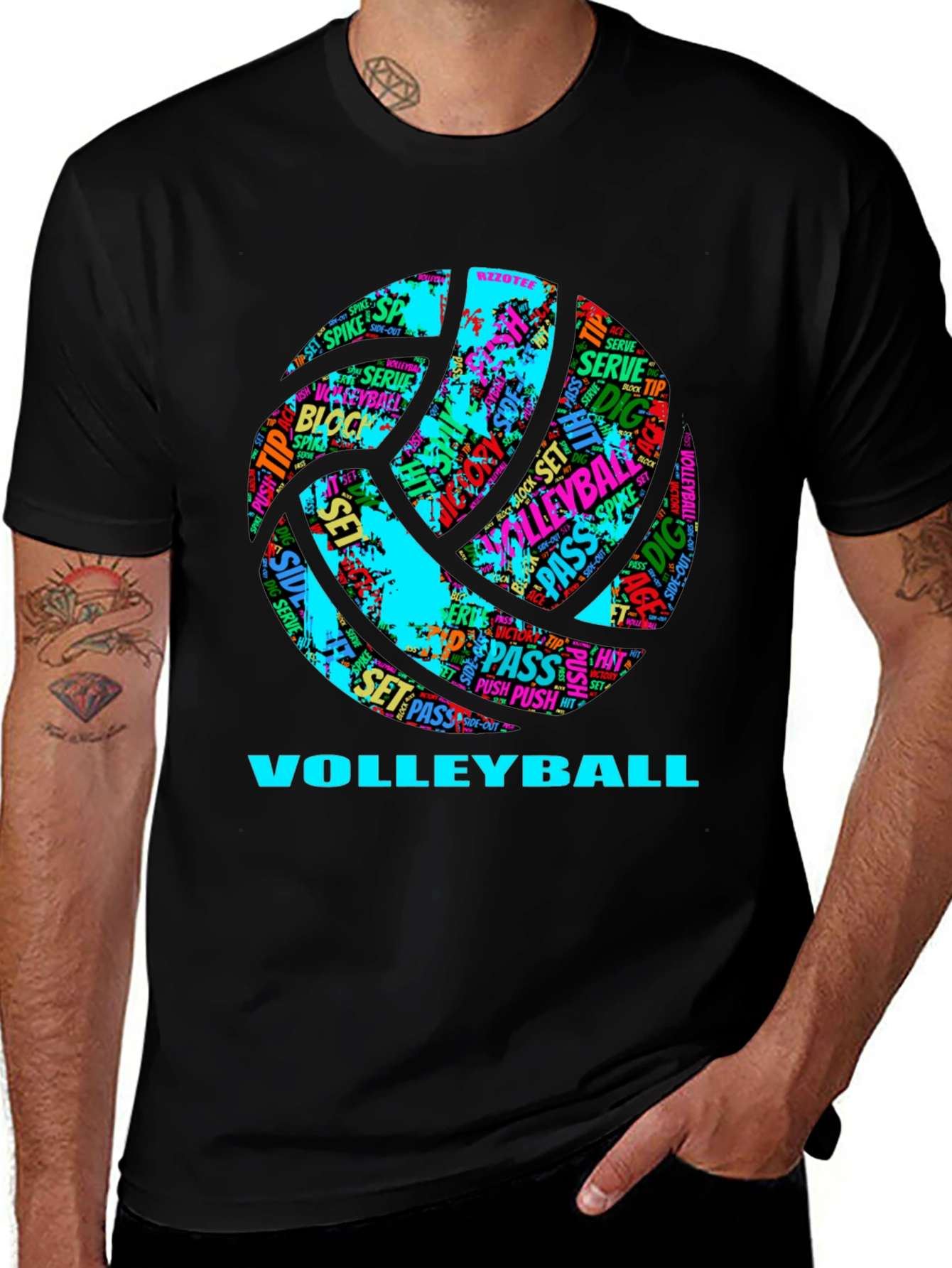 Variant 19 of Volleyball Word Art Graphic T-Shirt