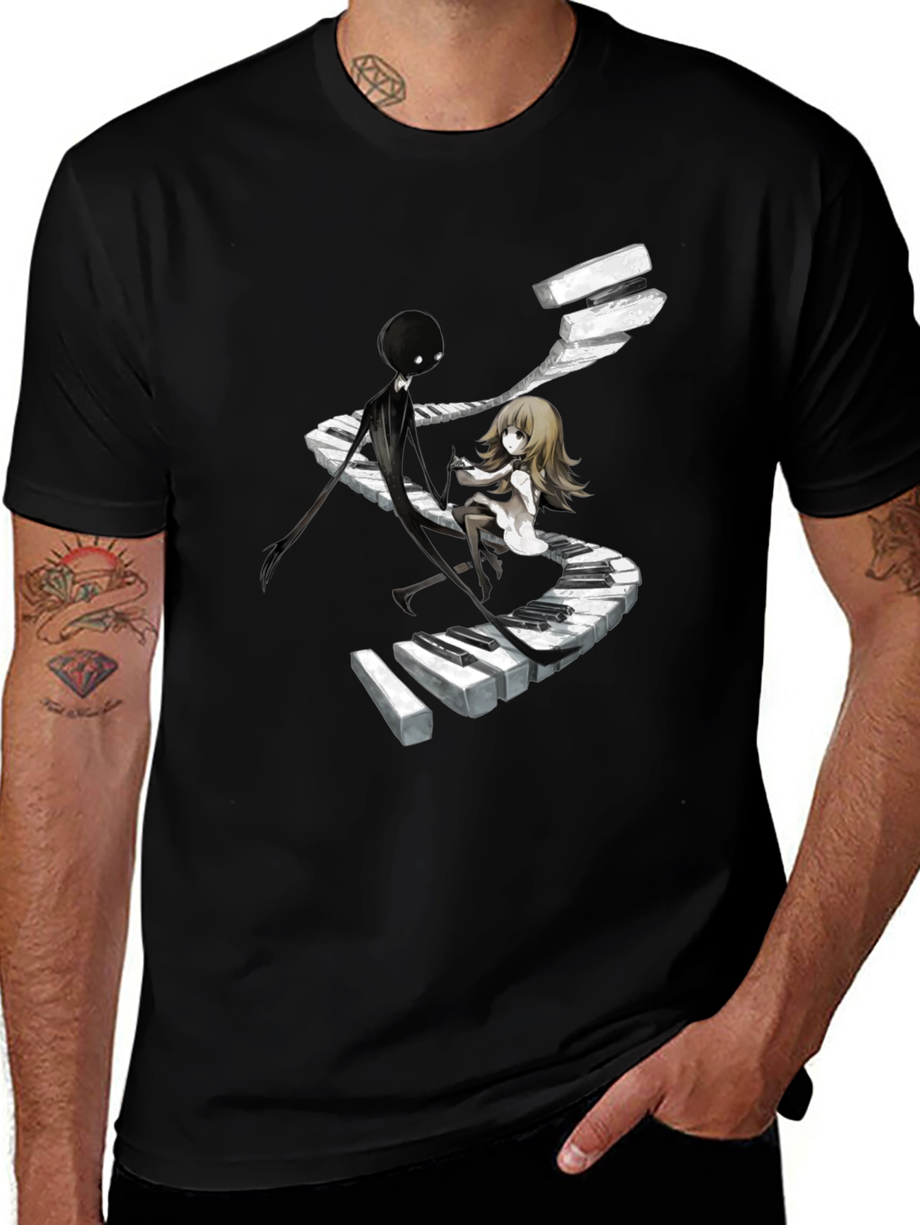 Variant 3 of Anime Piano Design Black T-Shirt