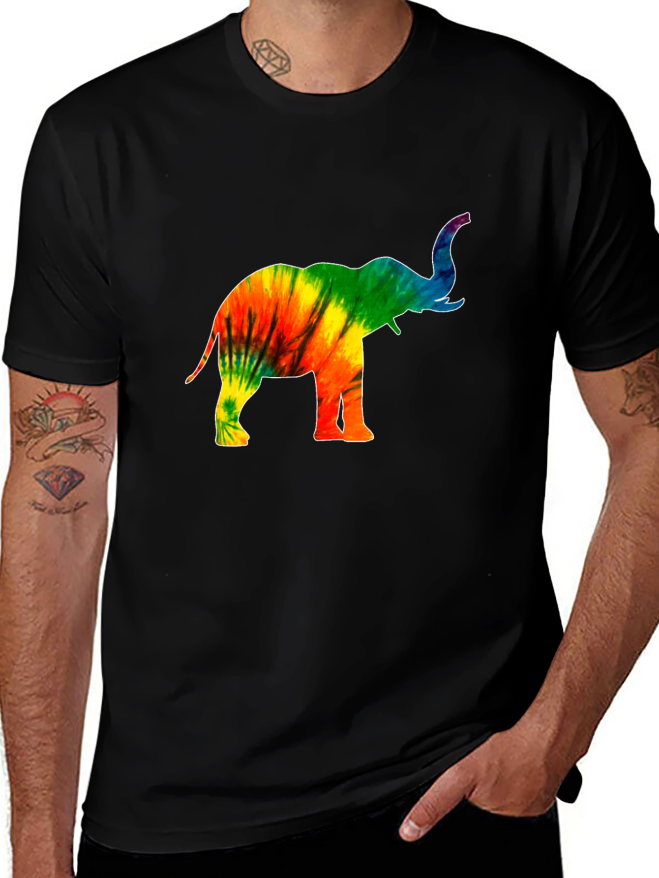 Variant 29 of Rainbow Tie-Dye Elephant Graphic Tee